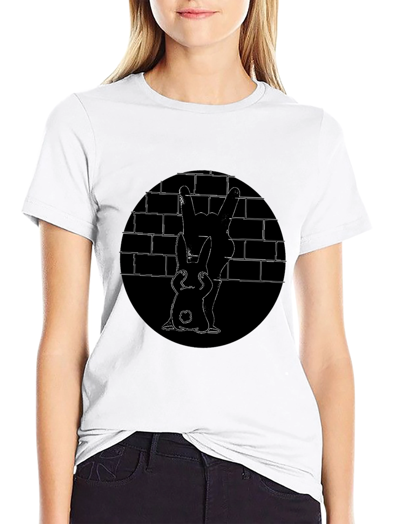 Black Bunny Brick Wall Graphic Tee