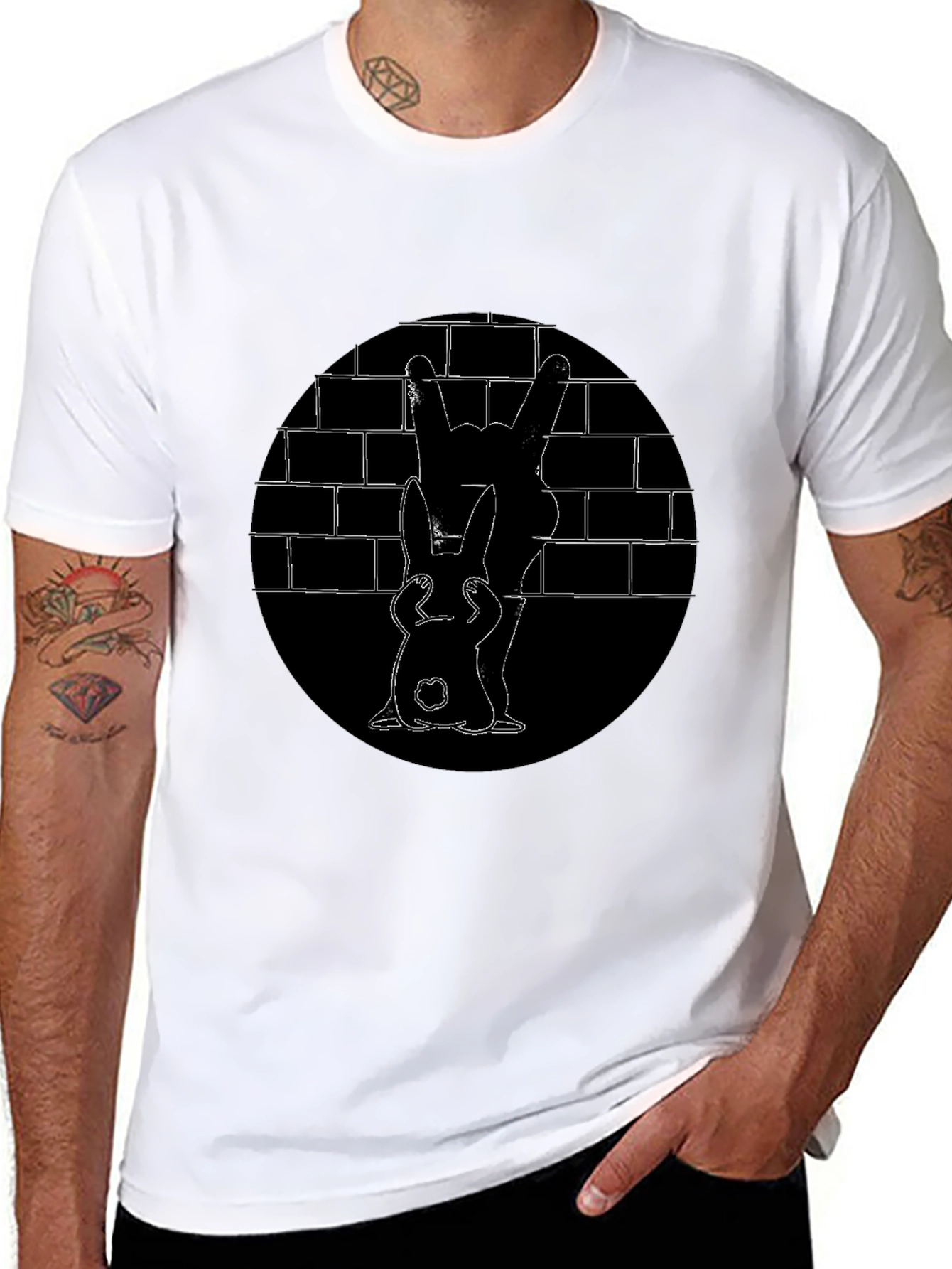 Black Bunny Brick Wall Graphic Tee