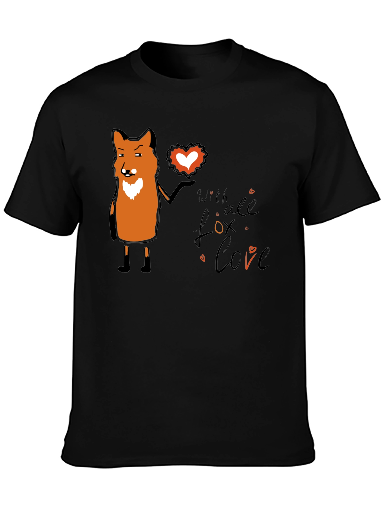 Fox With All My Love Black T-Shirt