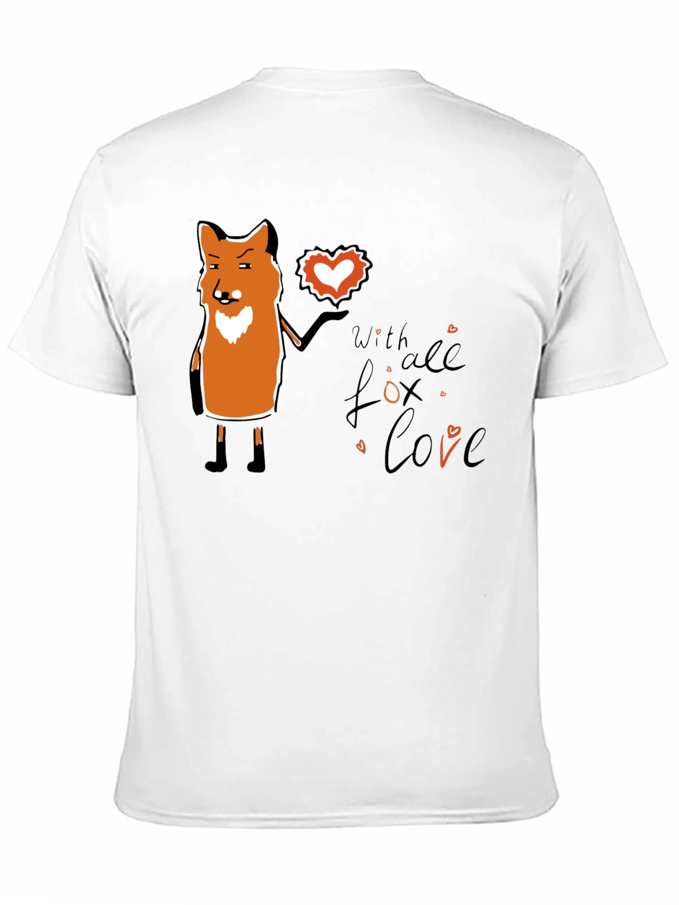 Fox With All My Love Black T-Shirt