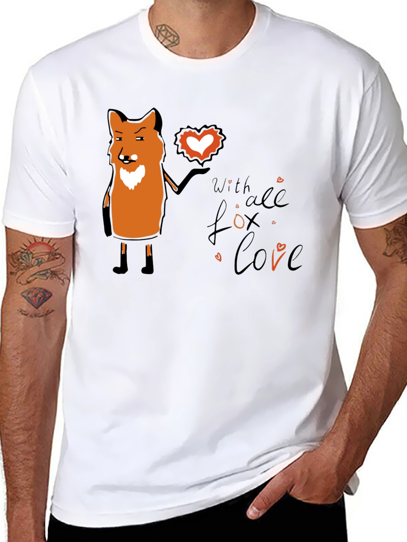 Fox With All My Love Black T-Shirt