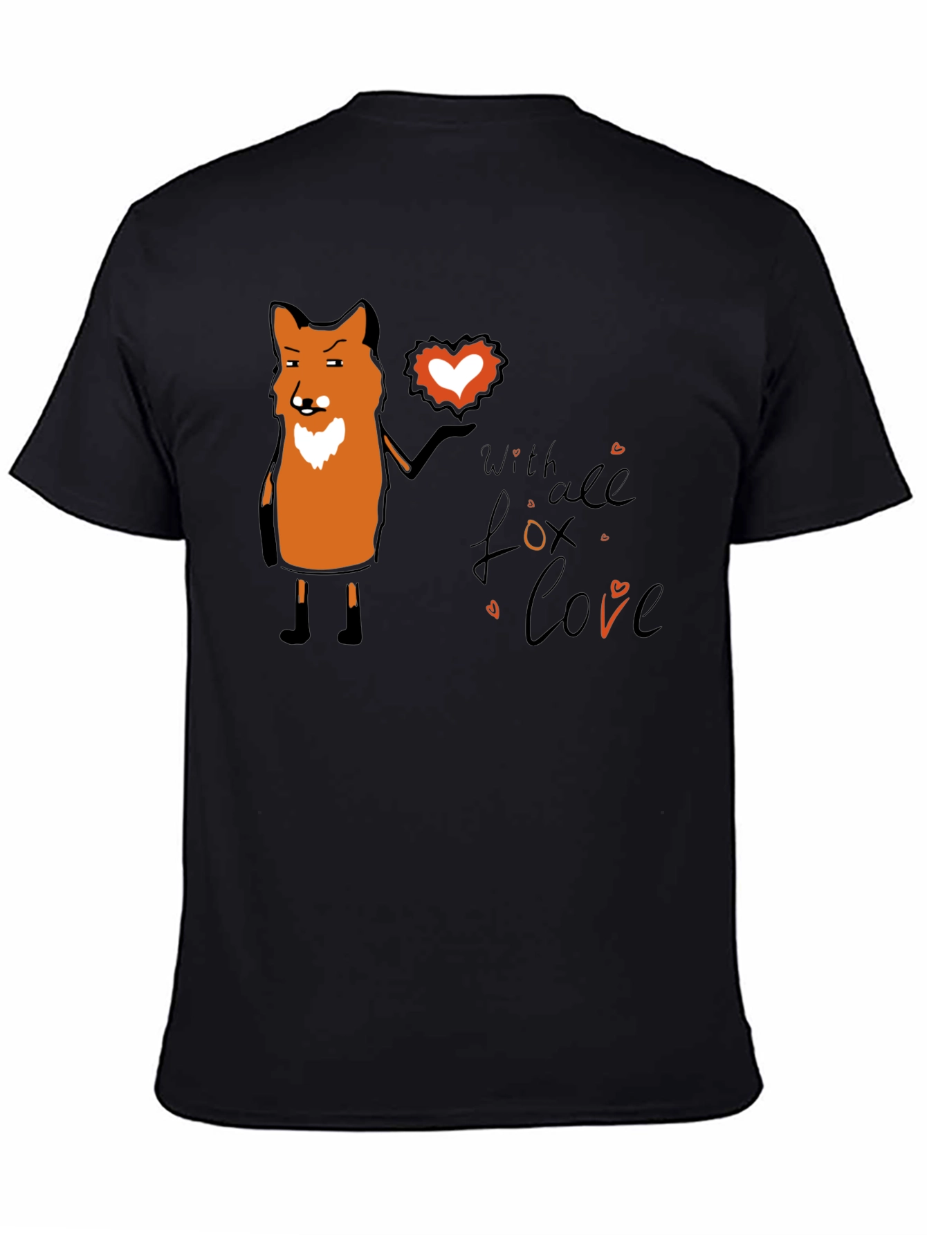 Fox With All My Love Black T-Shirt
