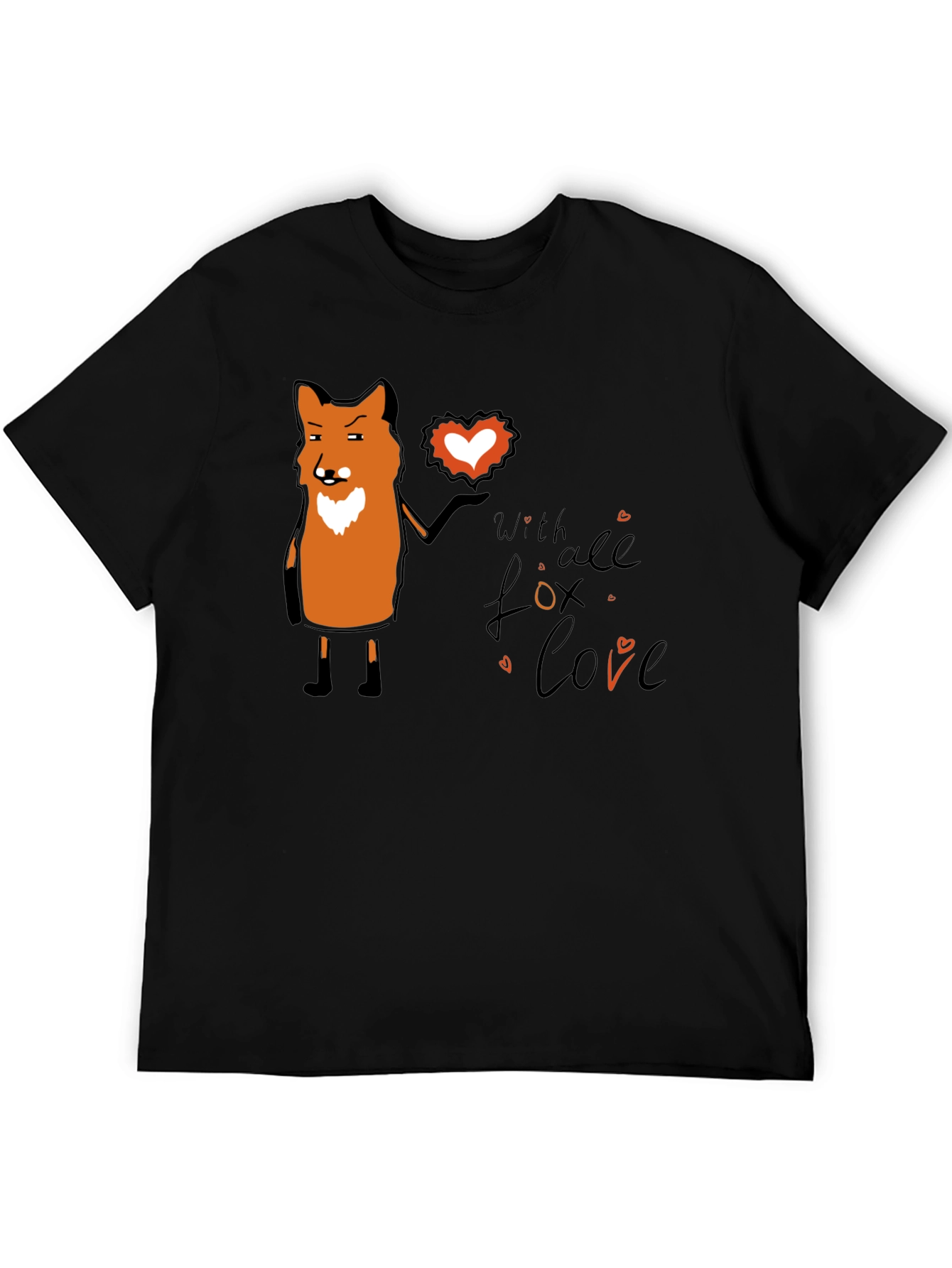 Fox With All My Love Black T-Shirt
