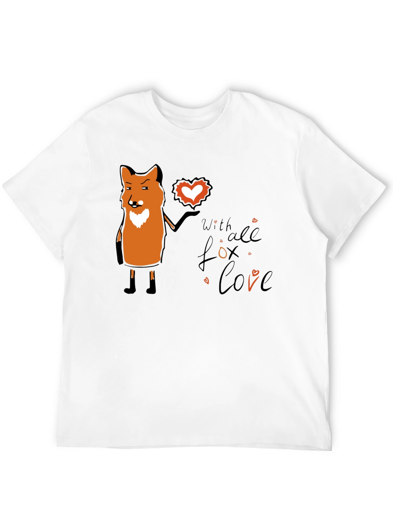 Fox With All My Love Black T-Shirt