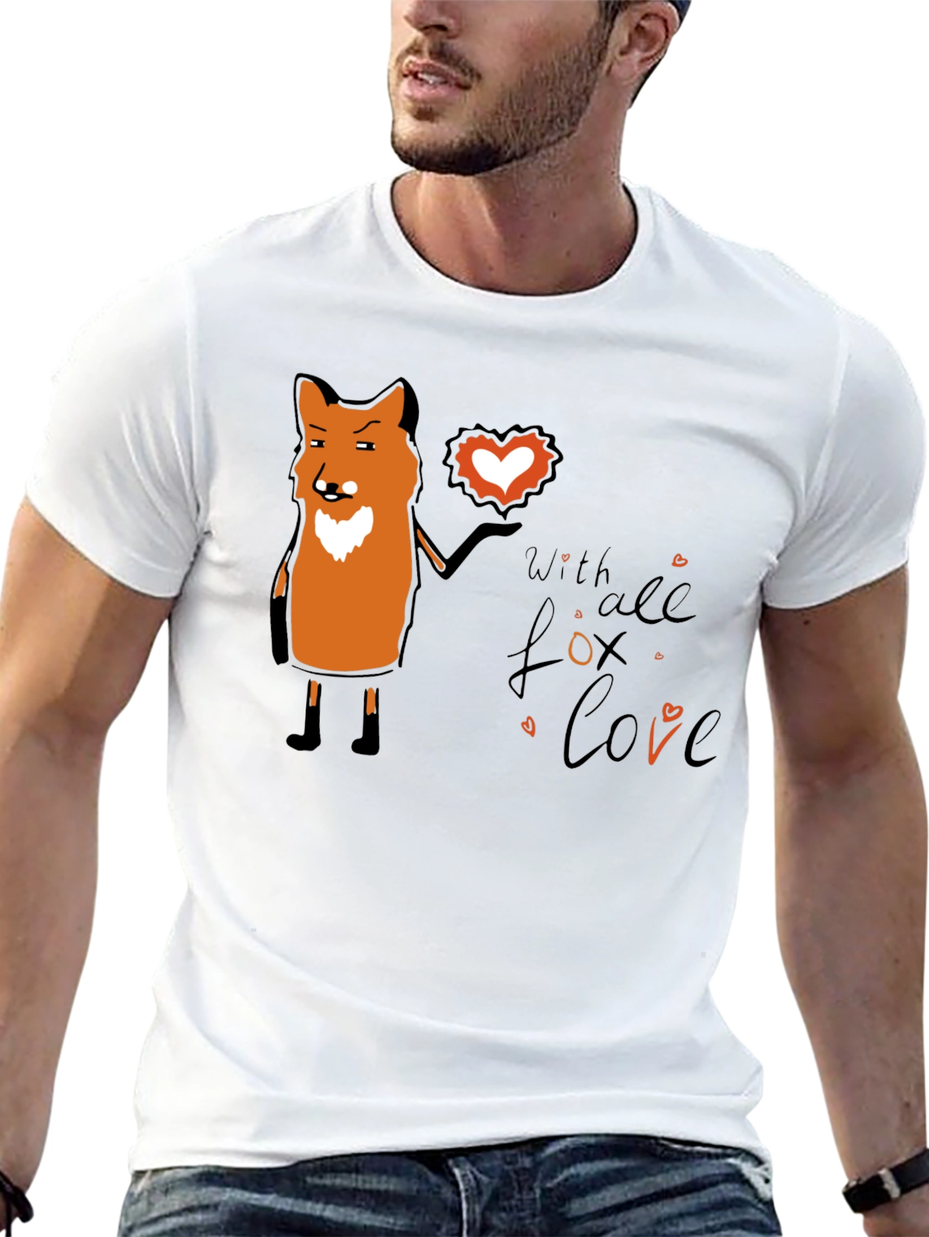Fox With All My Love Black T-Shirt