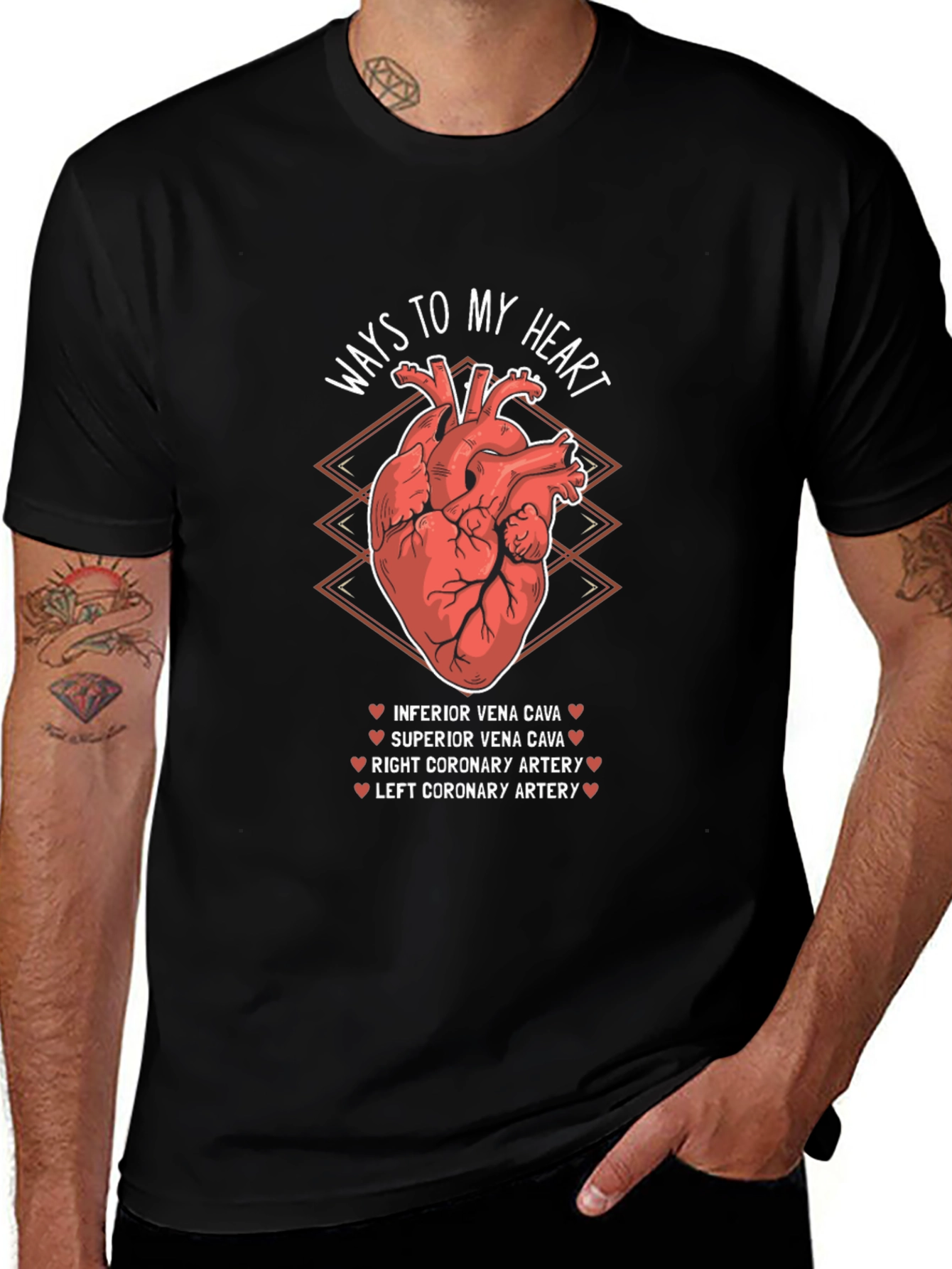 Ways to My Heart Anatomy T-Shirt - Black