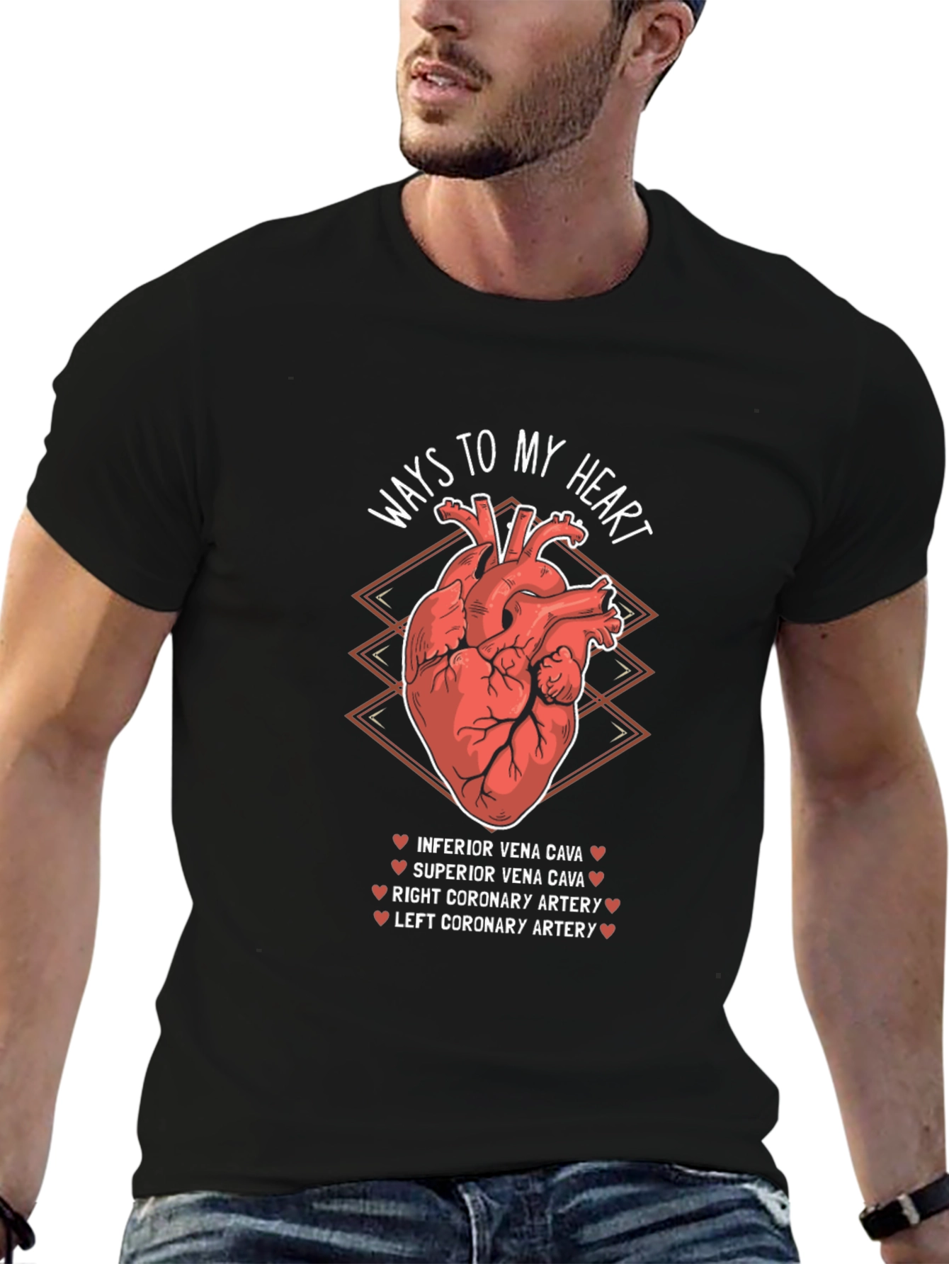 Ways to My Heart Anatomy T-Shirt - Black
