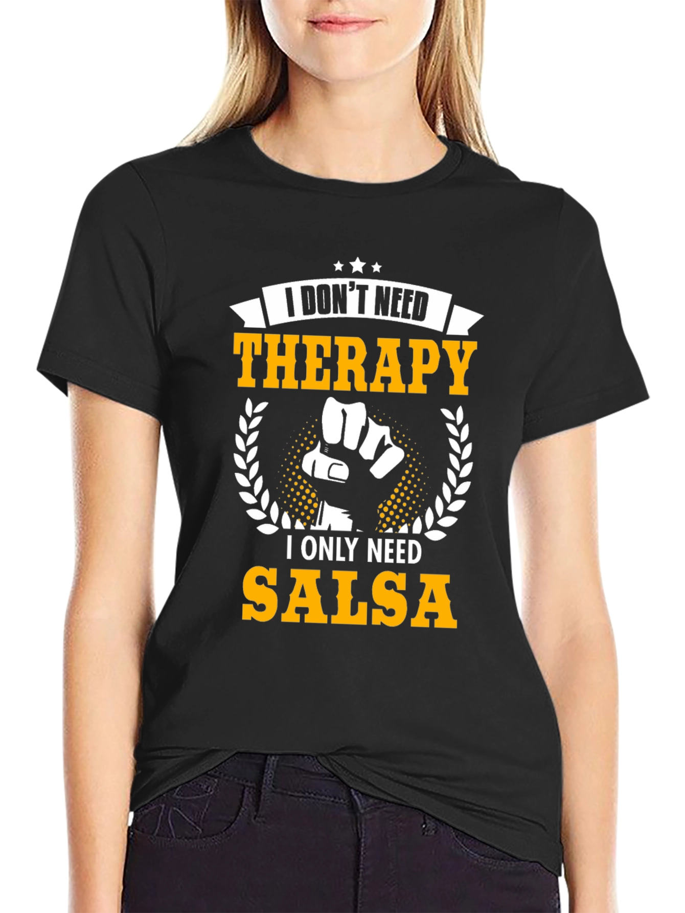 Salsa Therapy Graphic Tee - Black Cotton T-Shirt