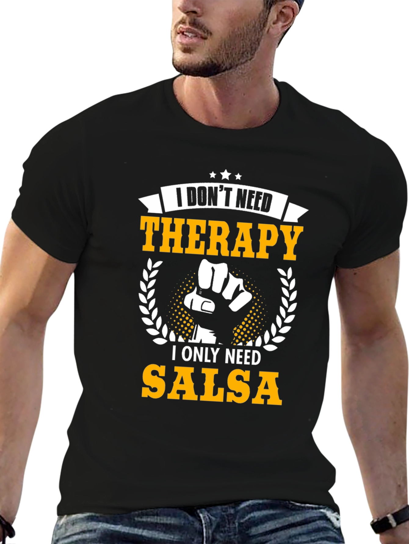 Salsa Therapy Graphic Tee - Black Cotton T-Shirt