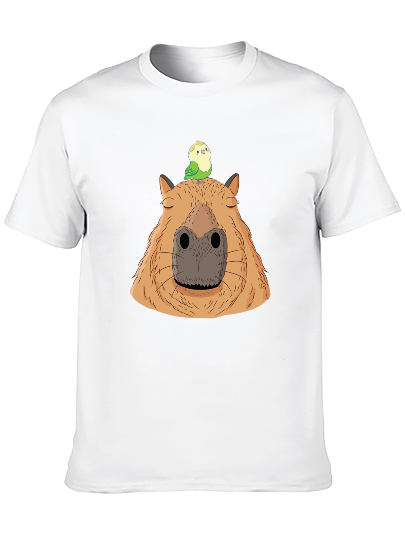 Capybara & Bird Graphic Tee - Unisex Black T-Shirt