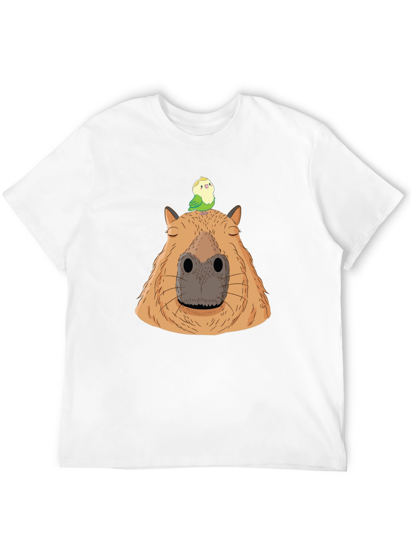 Capybara & Bird Graphic Tee - Unisex Black T-Shirt
