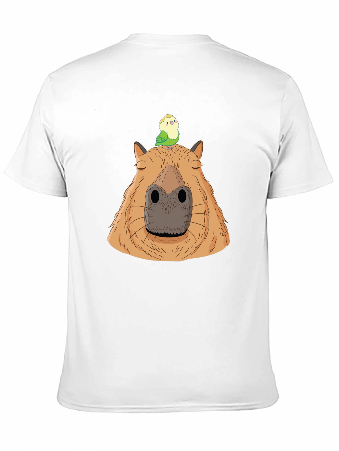 Capybara & Bird Graphic Tee - Unisex Black T-Shirt