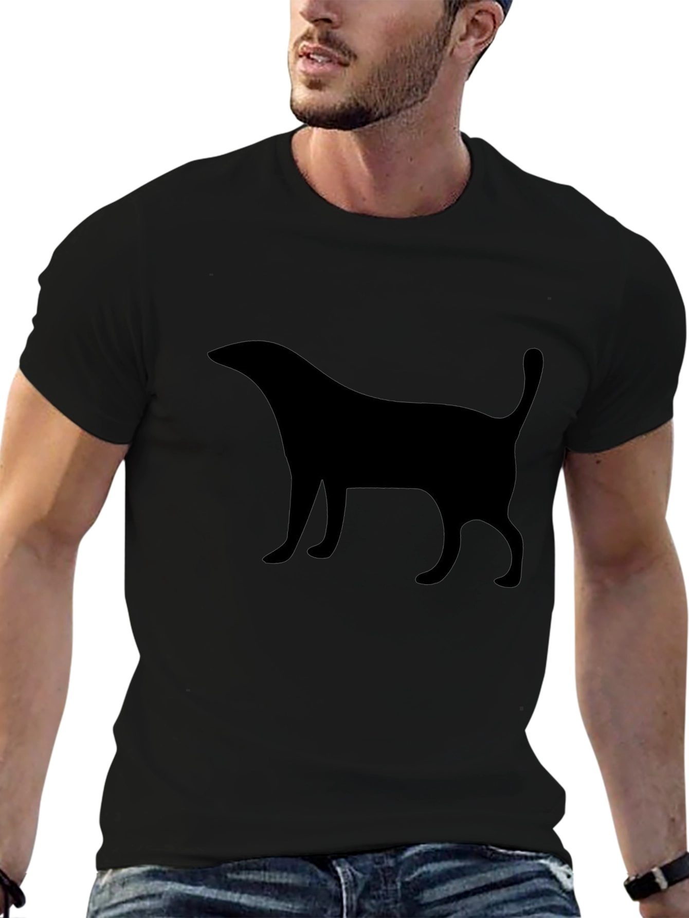 Black Minimalist Cat Silhouette T-Shirt