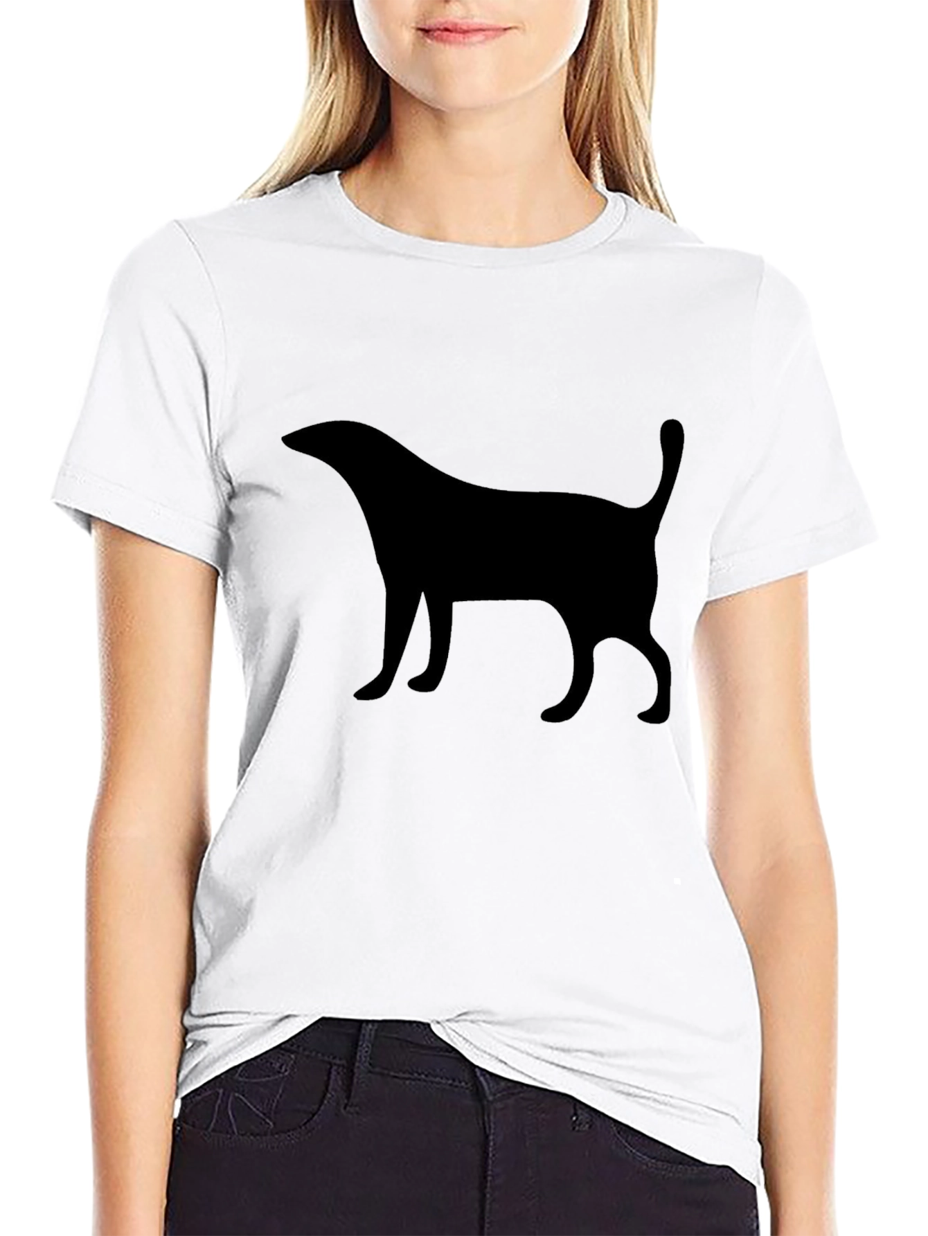 Black Minimalist Cat Silhouette T-Shirt