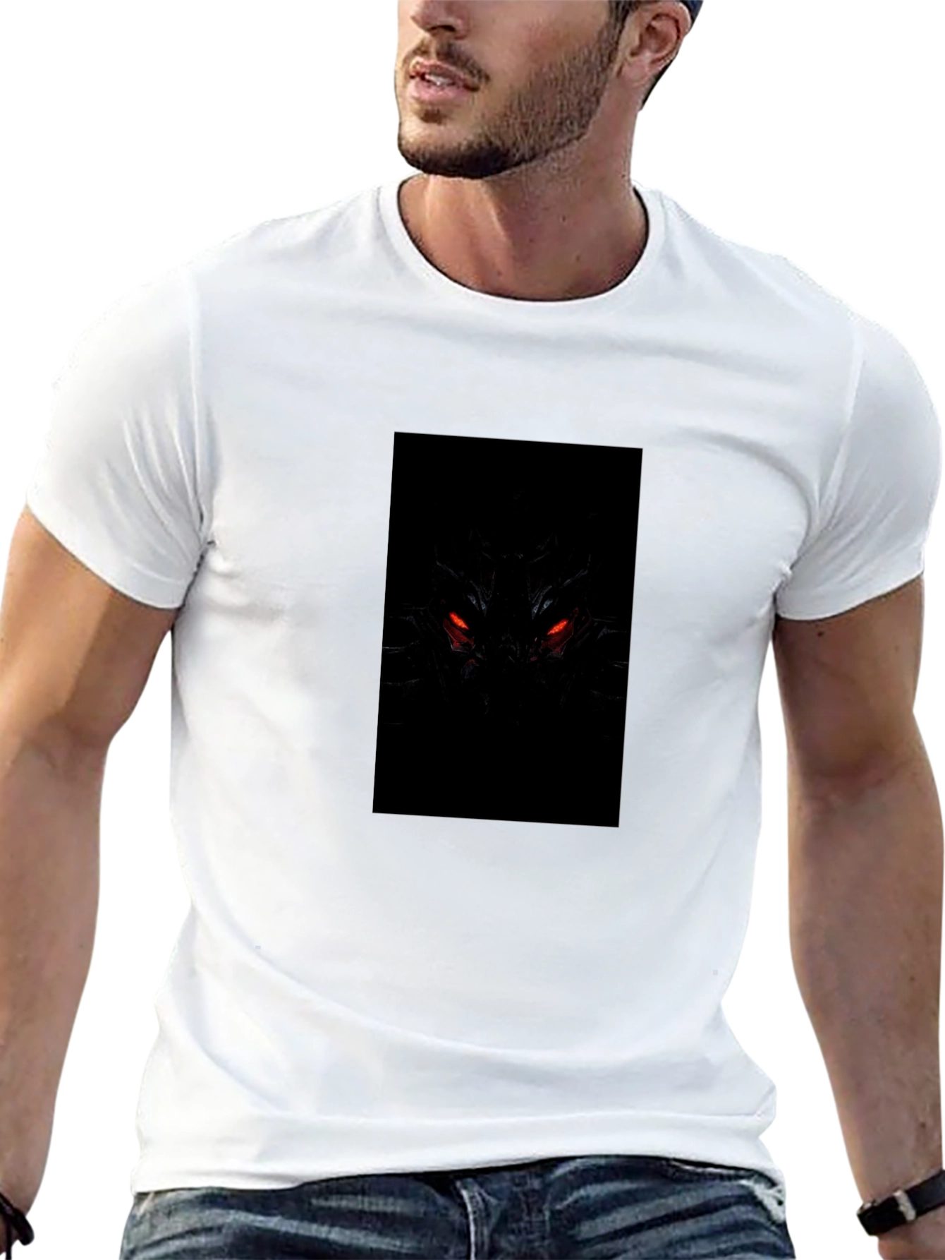 Mens Black Graphic Tee - Fiery Eyes Design