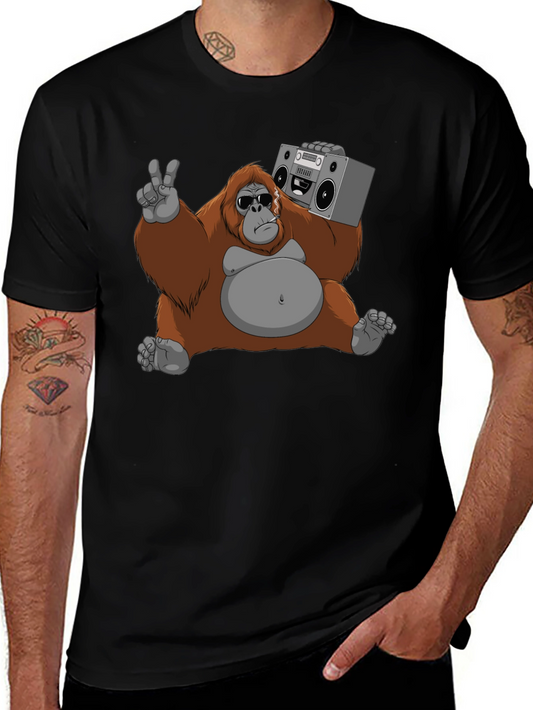 Cool Orangutan with Boombox Graphic T-Shirt