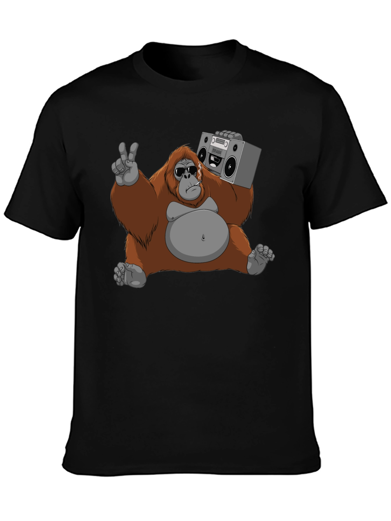 Cool Orangutan with Boombox Graphic T-Shirt