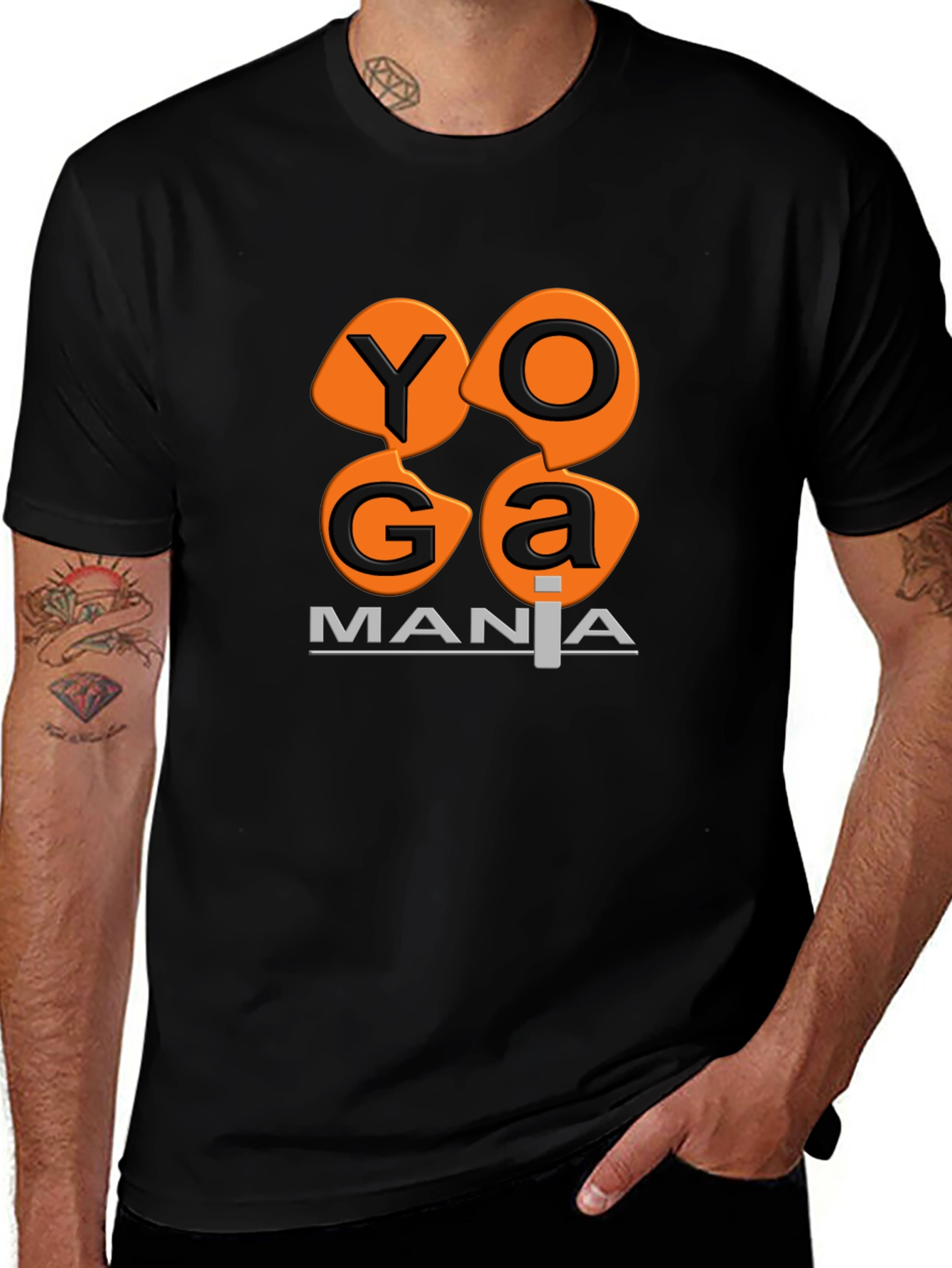 Yoga Mania T-Shirt - Black Cotton Tee