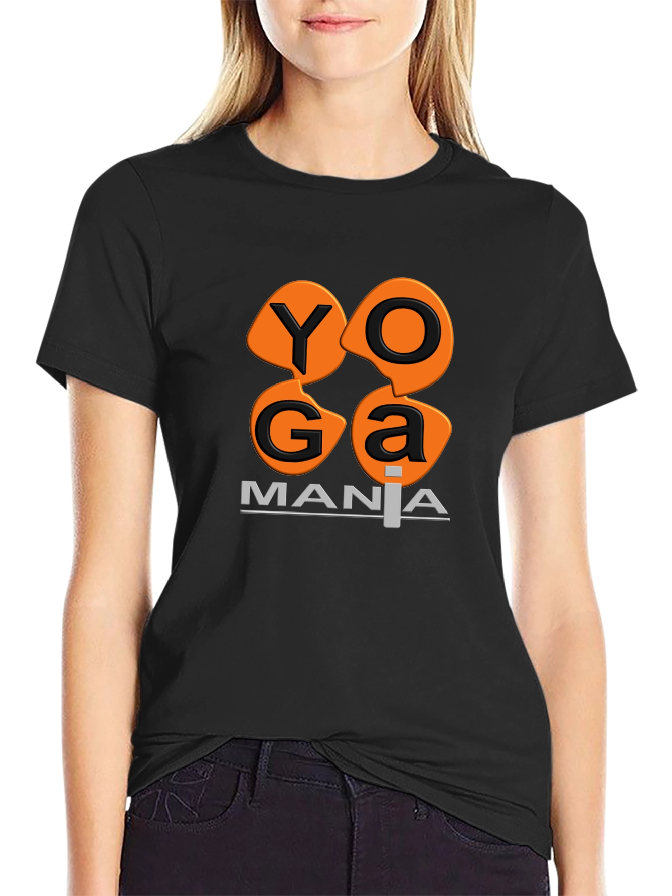 Yoga Mania T-Shirt - Black Cotton Tee