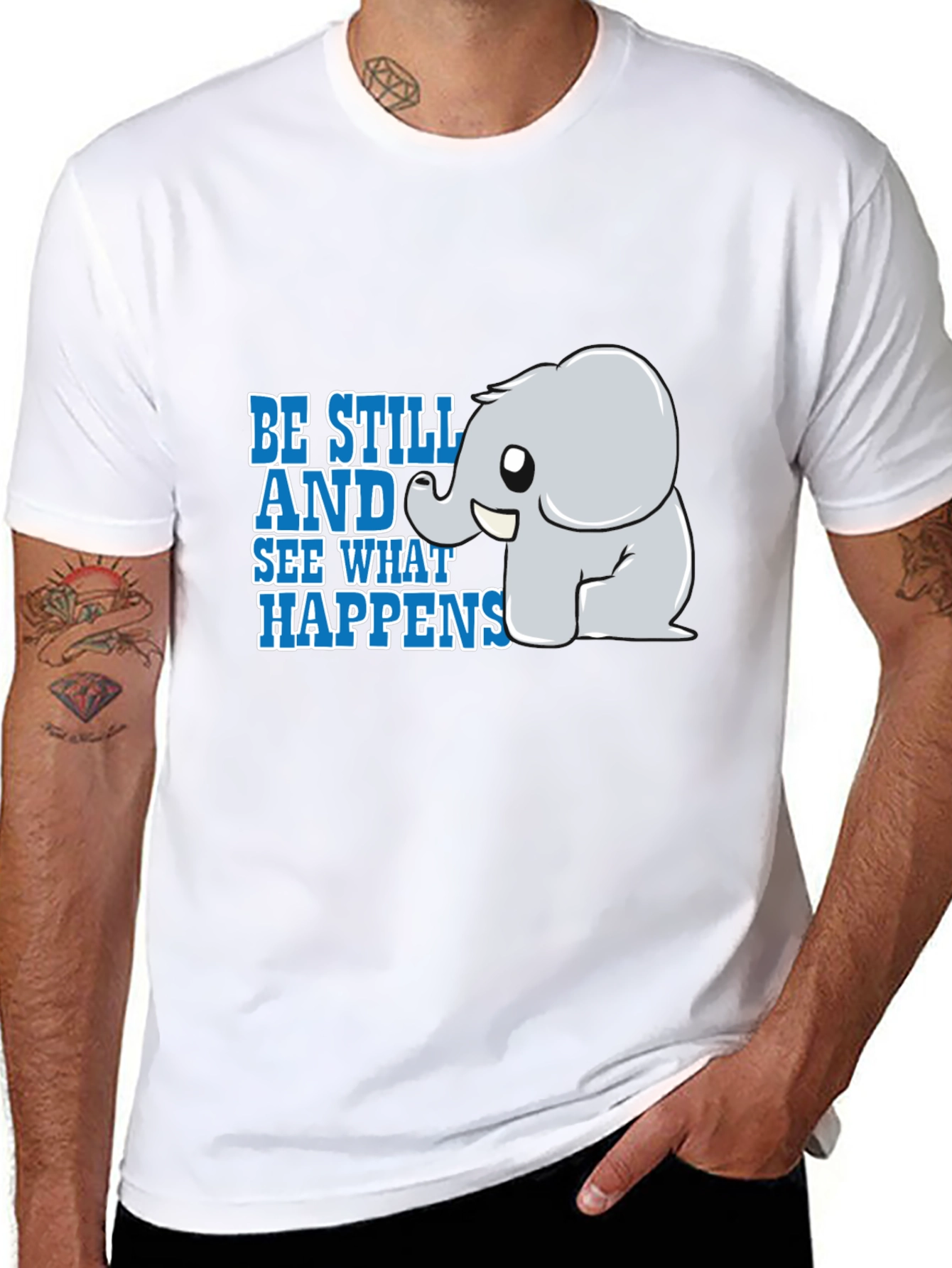 Be Still Elephant Black T-Shirt