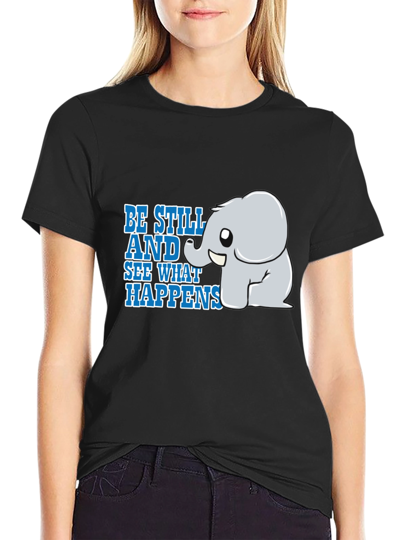 Be Still Elephant Black T-Shirt