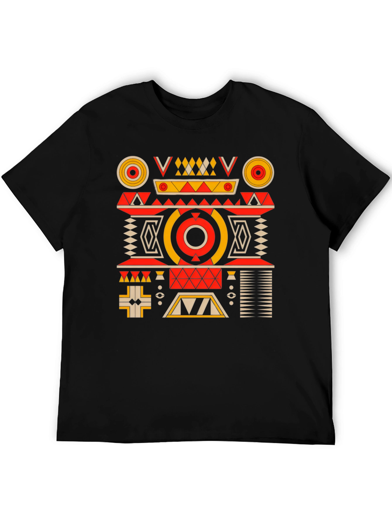 Geometric Pattern Black Graphic Tee