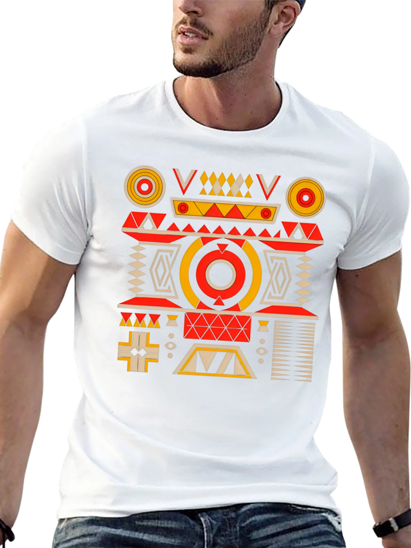 Geometric Pattern Black Graphic Tee