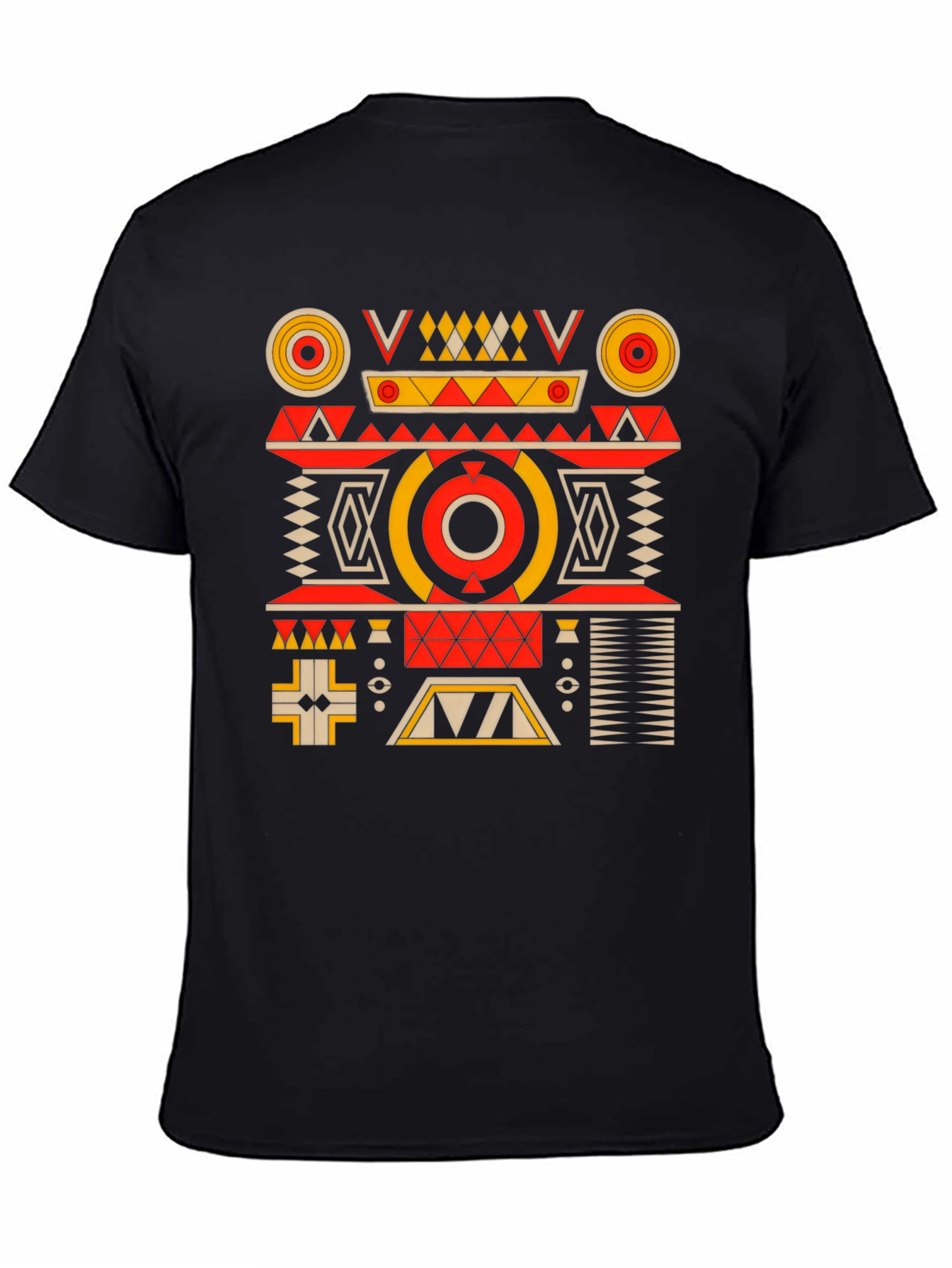 Geometric Pattern Black Graphic Tee