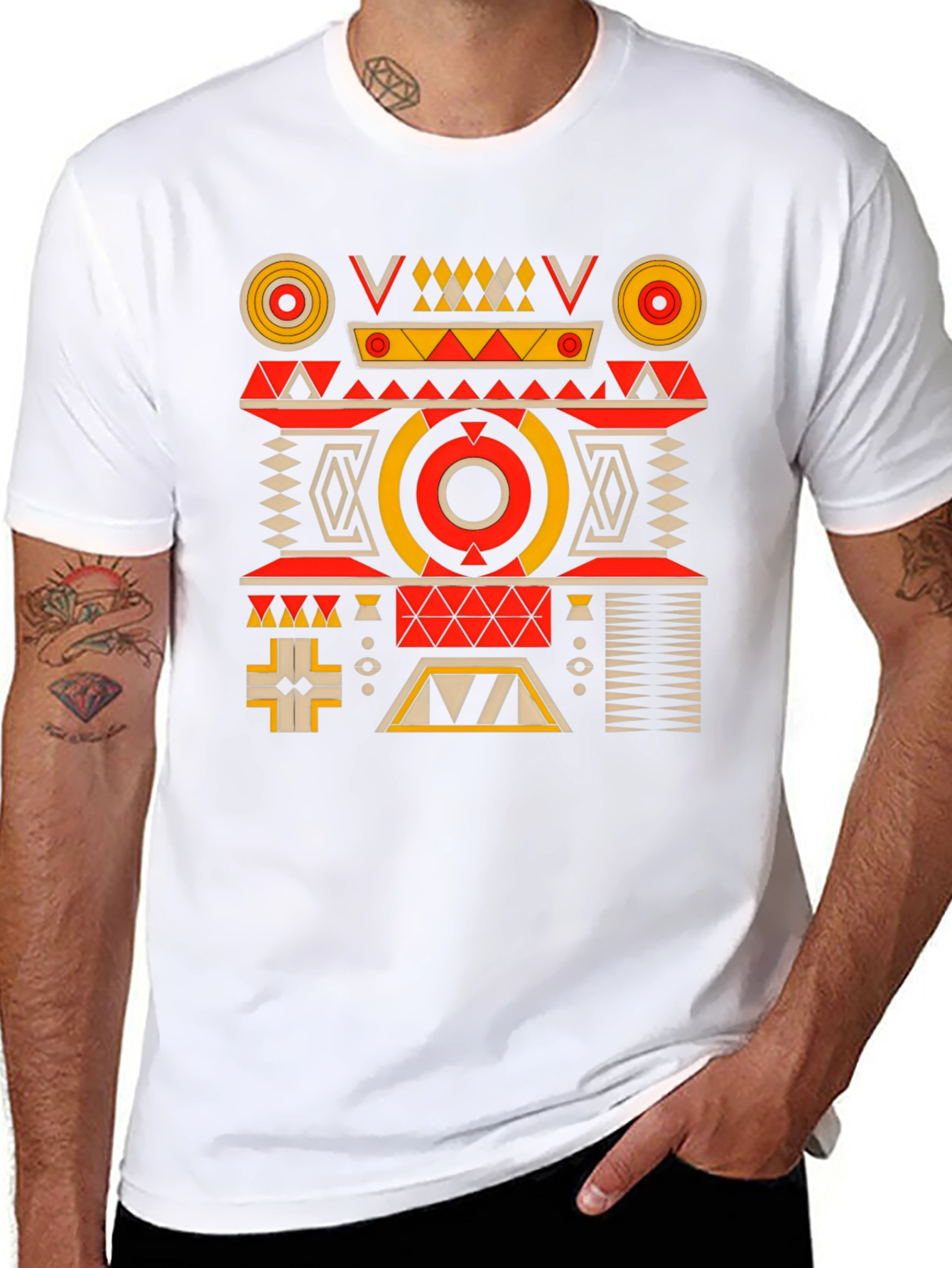 Geometric Pattern Black Graphic Tee