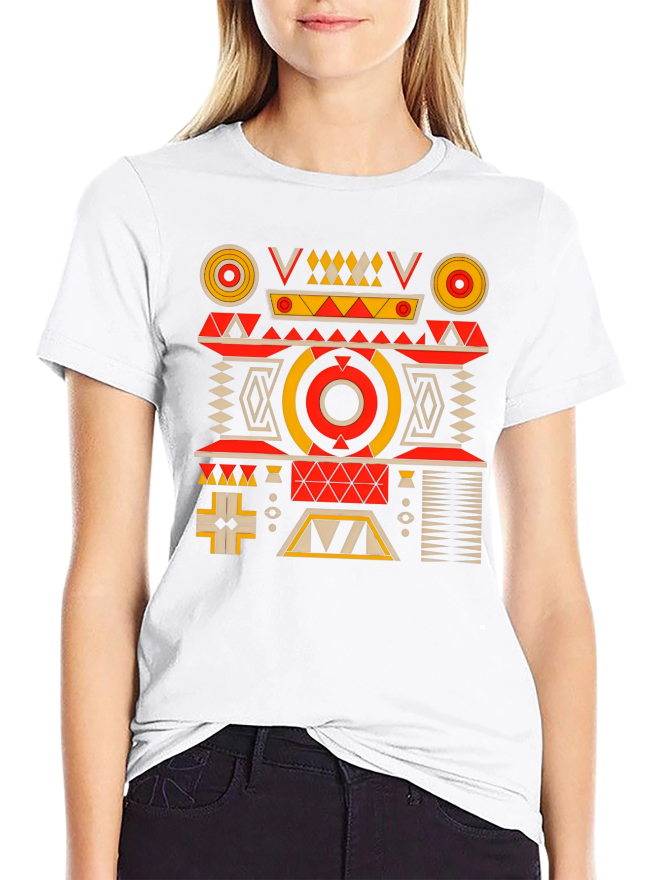 Geometric Pattern Black Graphic Tee