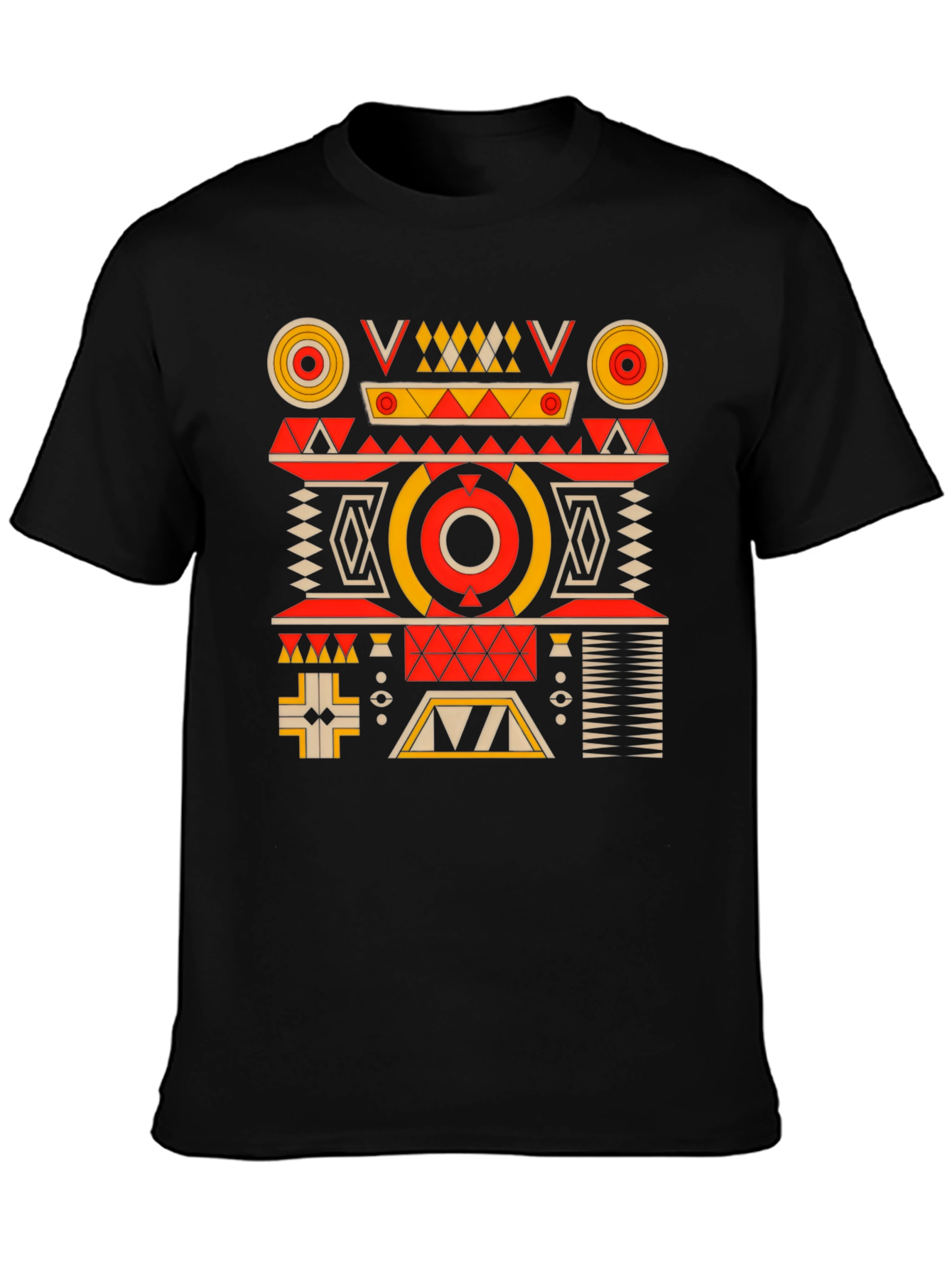 Geometric Pattern Black Graphic Tee
