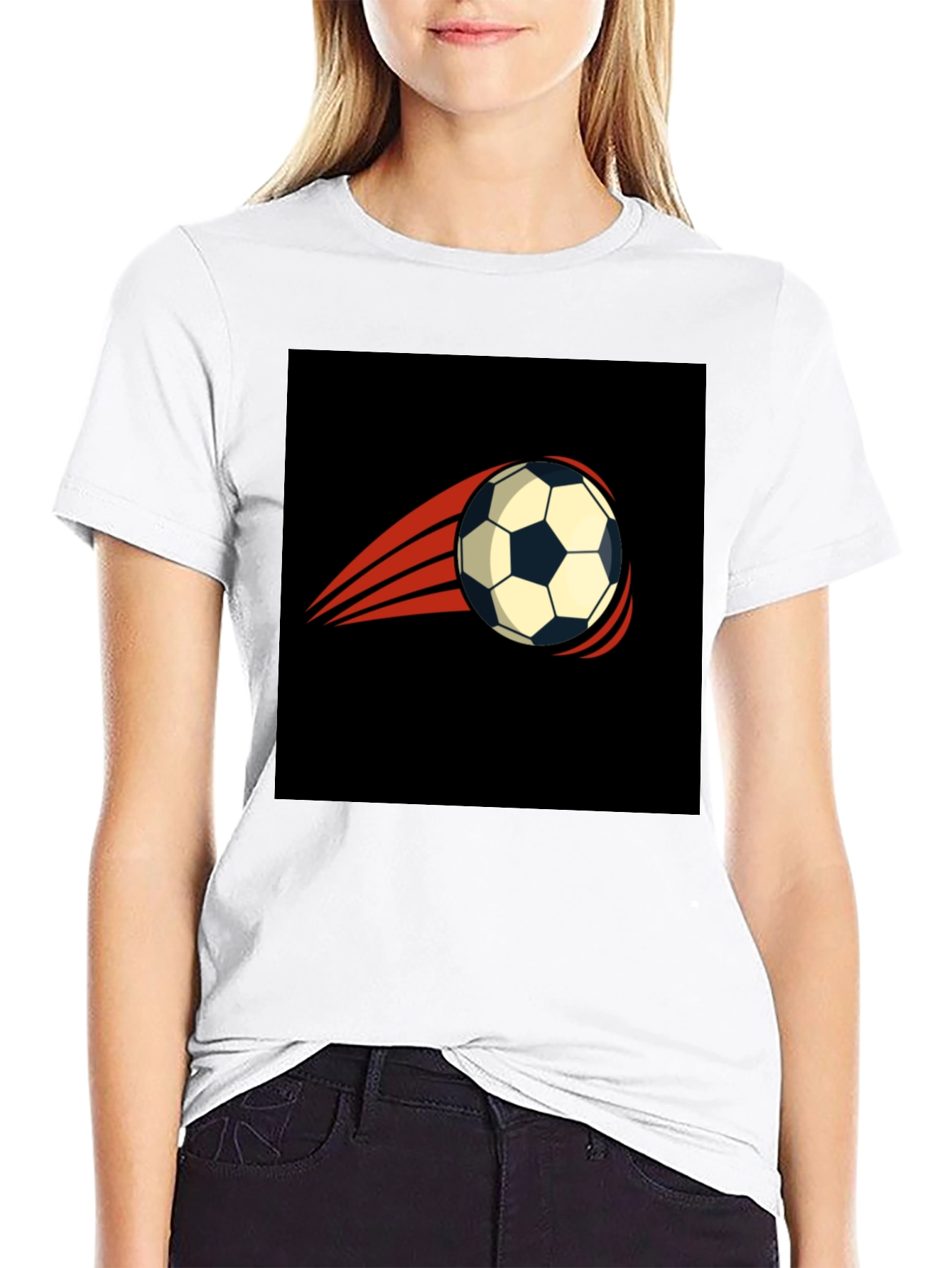 Mens Black T-Shirt with Soccer Ball Graphic