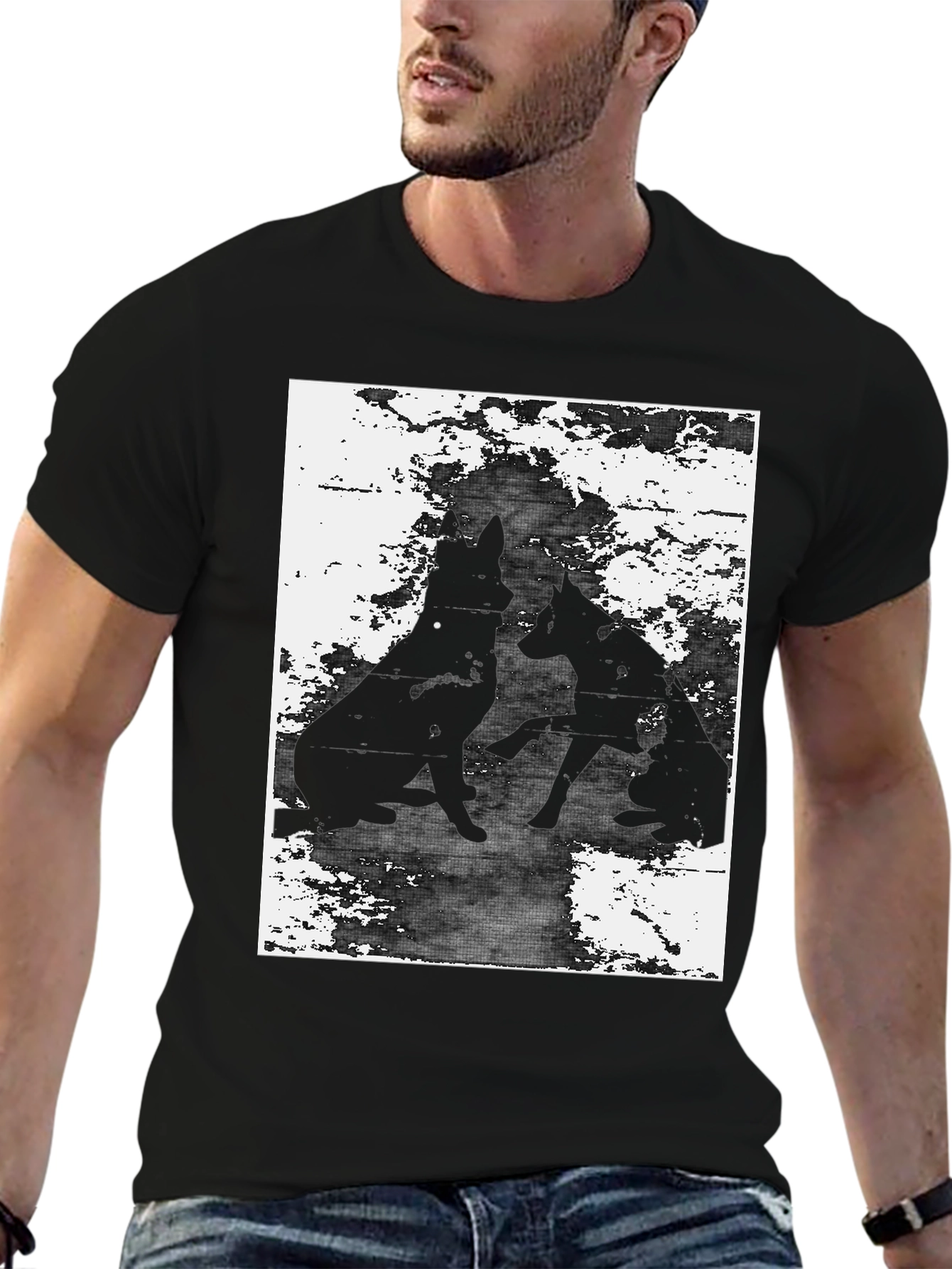 Silhouette Dog Graphic Tee - Unisex Black T-Shirt