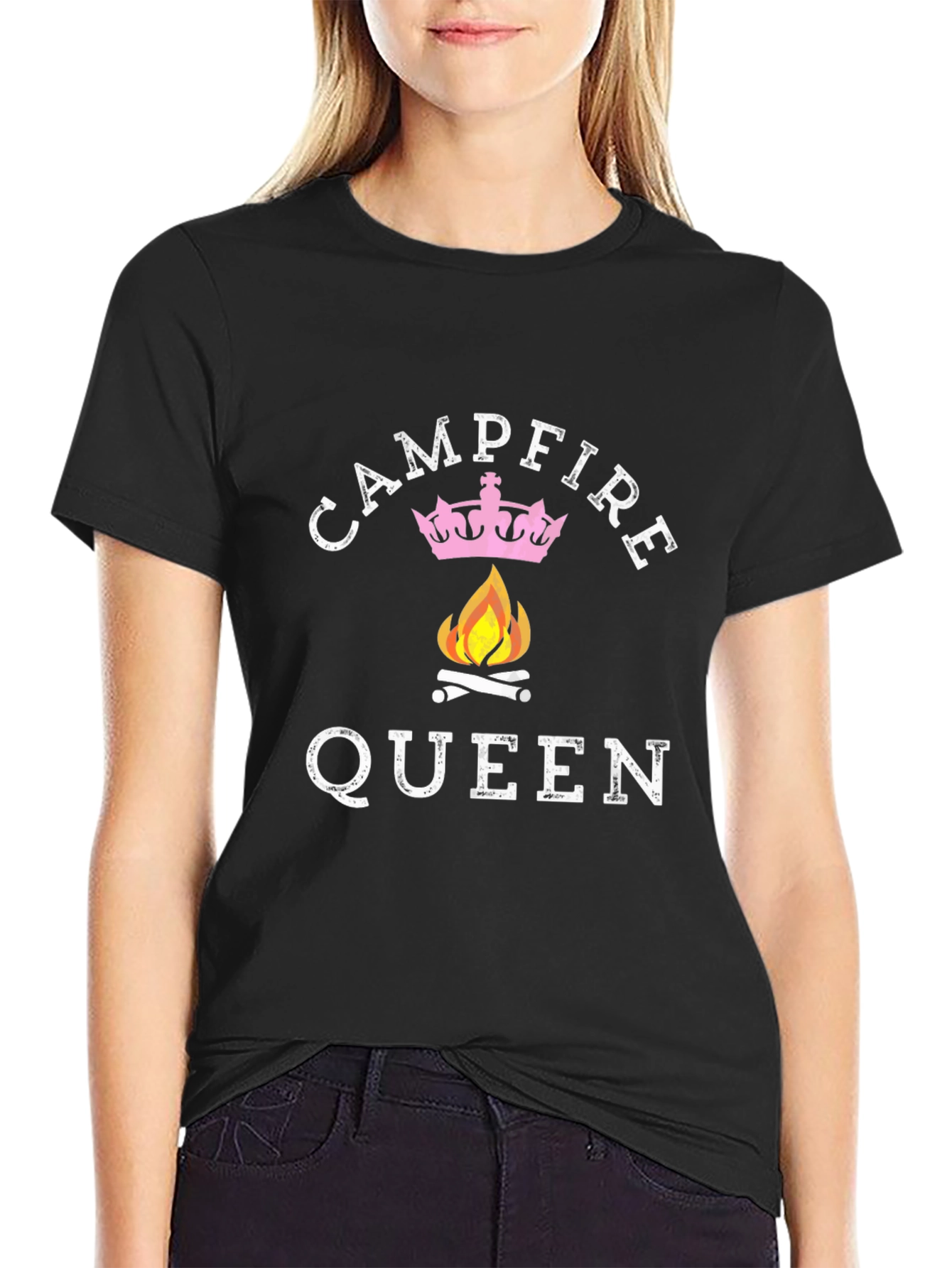 Campfire Queen Graphic T-Shirt - Black