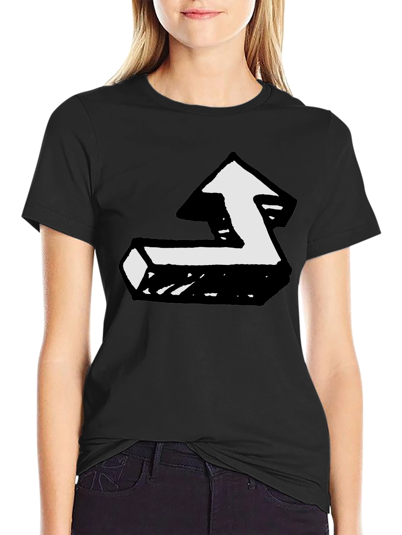 Black T-Shirt with Unique Arrow Graphic