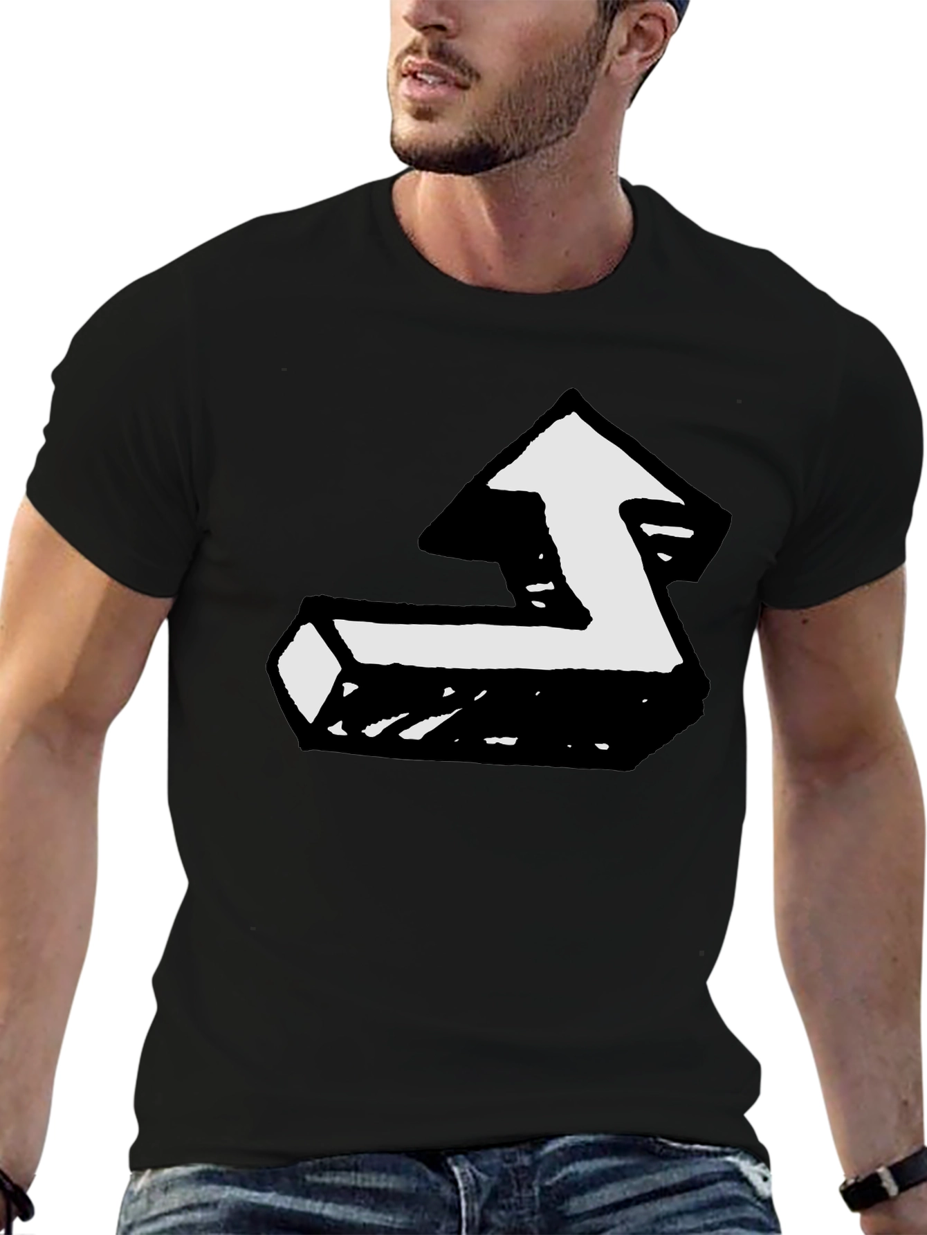 Black T-Shirt with Unique Arrow Graphic