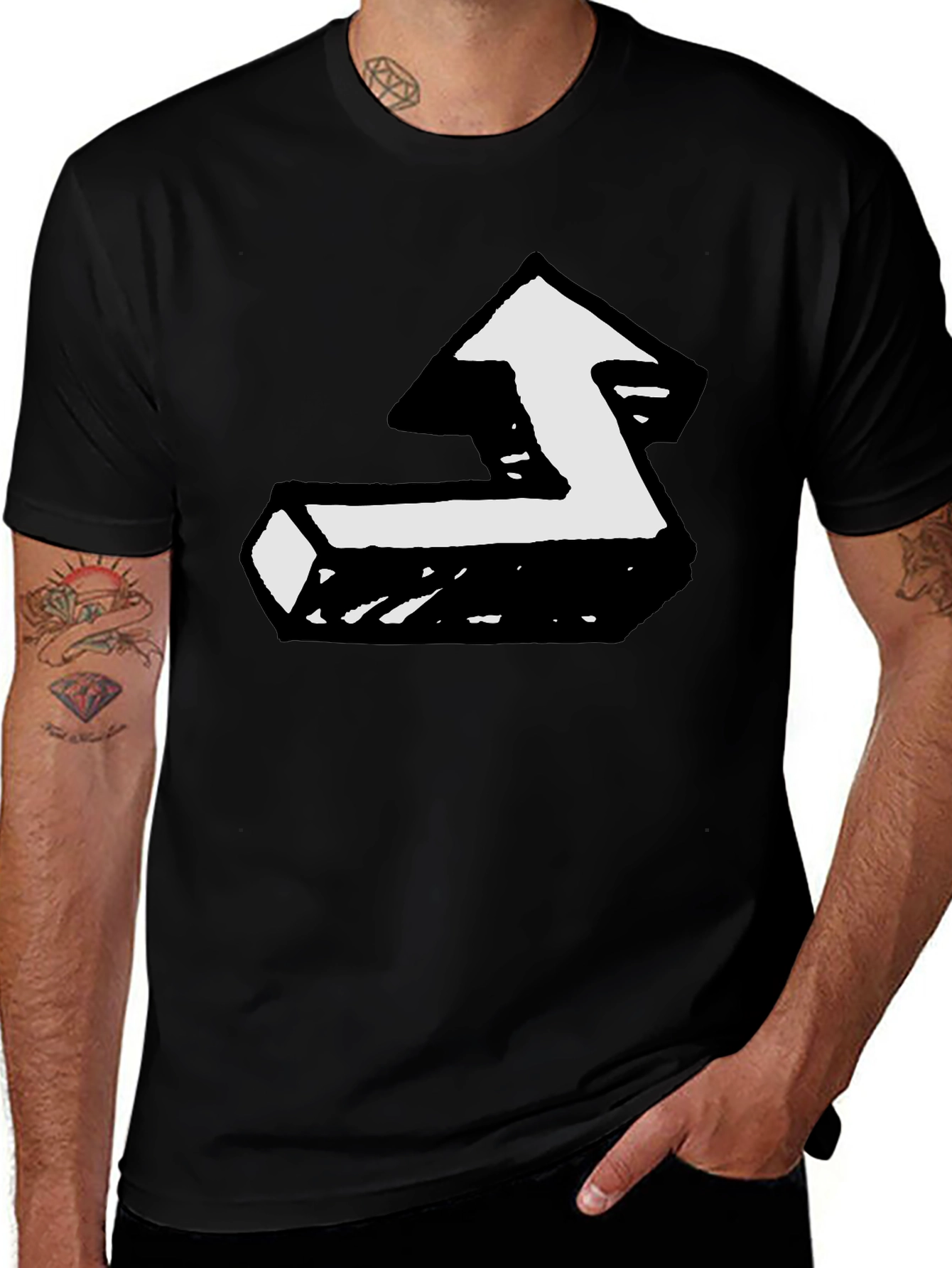 Black T-Shirt with Unique Arrow Graphic