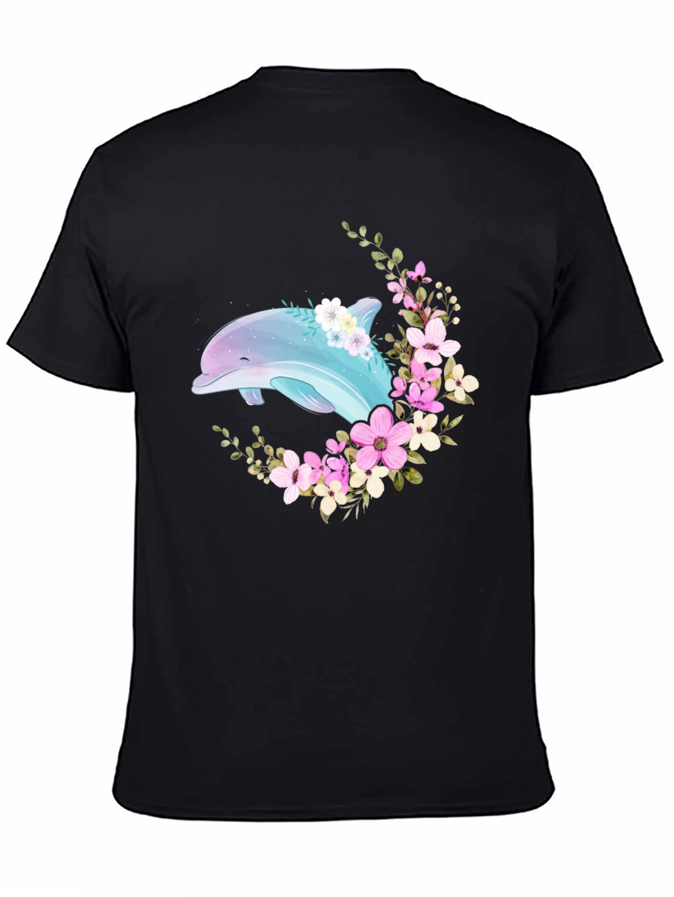Dolphin Floral T-Shirt - Black