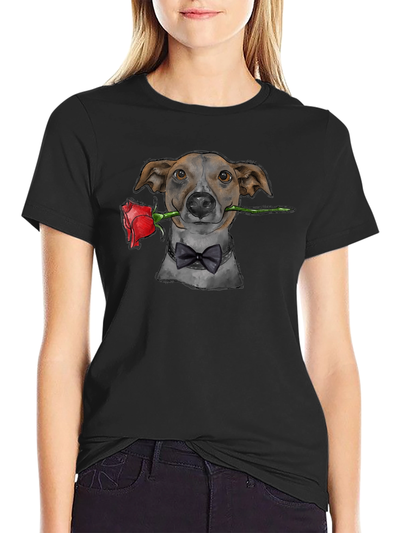 Dog with Rose T-Shirt - Dapper Pet Tee