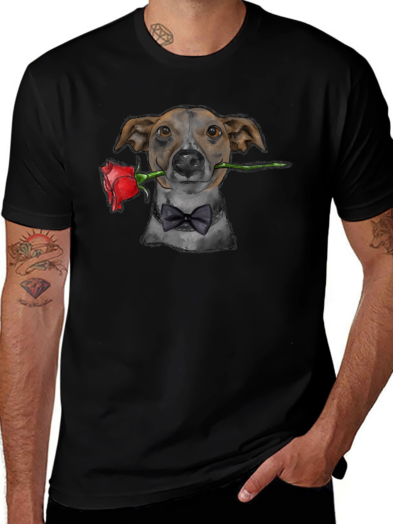 Dog with Rose T-Shirt - Dapper Pet Tee