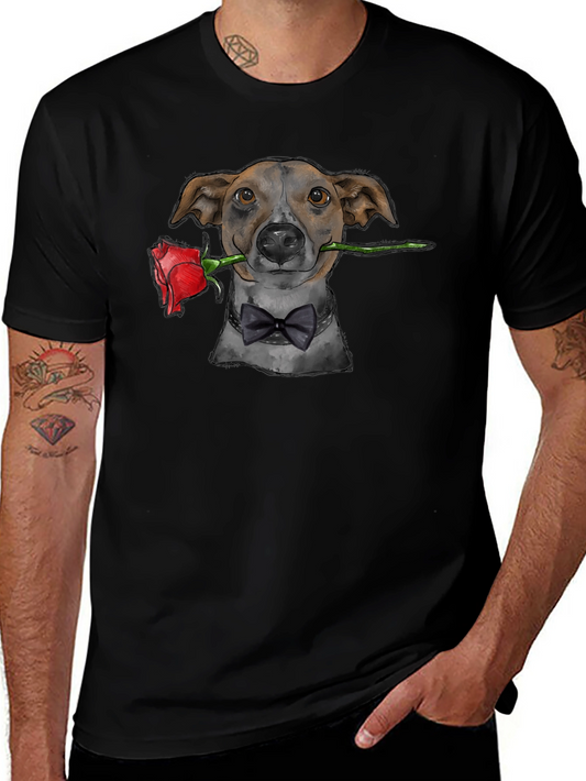 Dog with Rose T-Shirt - Dapper Pet Tee