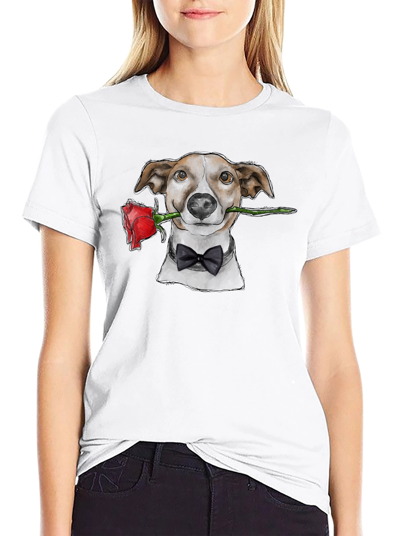 Dog with Rose T-Shirt - Dapper Pet Tee