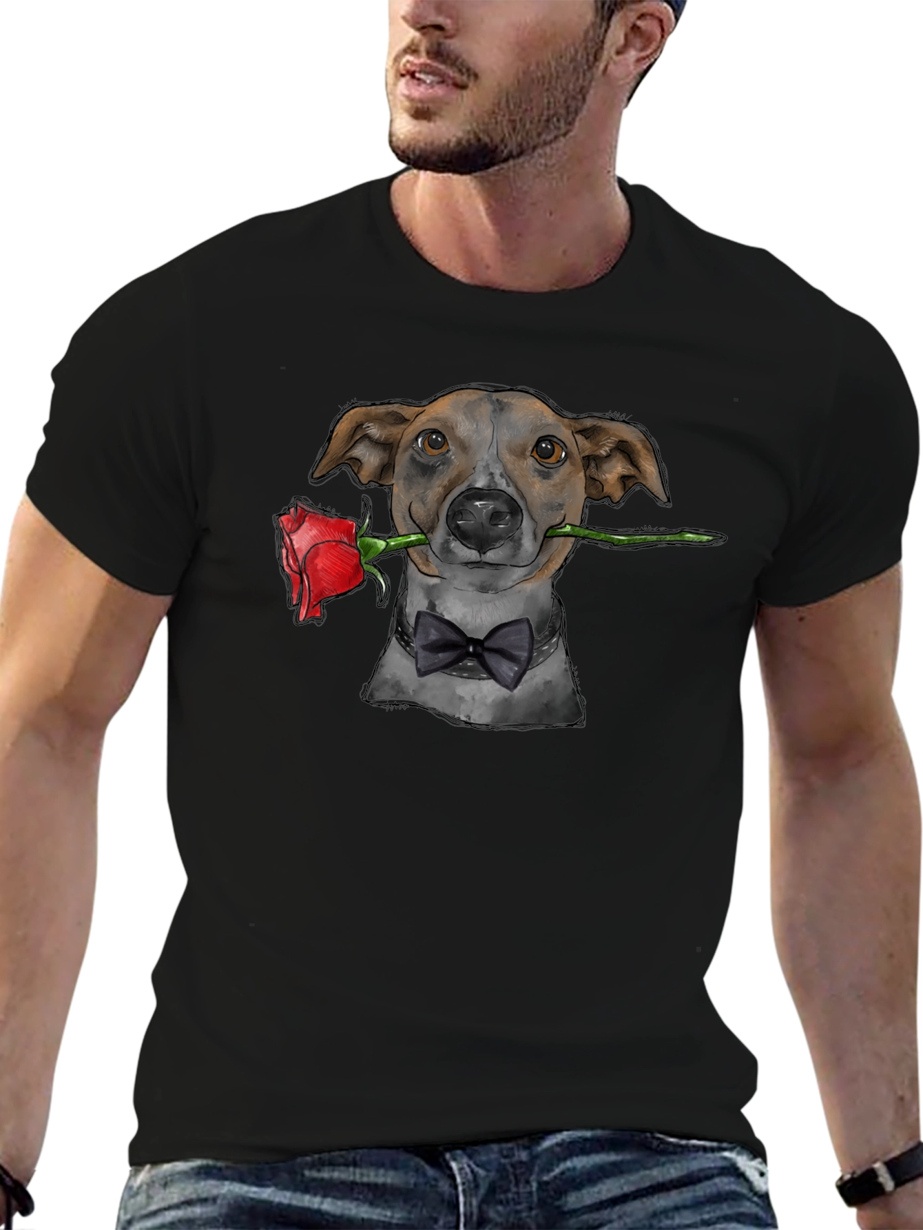 Dog with Rose T-Shirt - Dapper Pet Tee