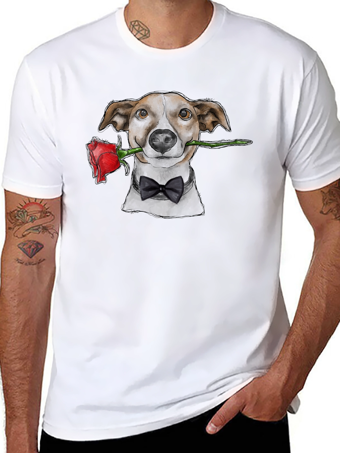 Dog with Rose T-Shirt - Dapper Pet Tee