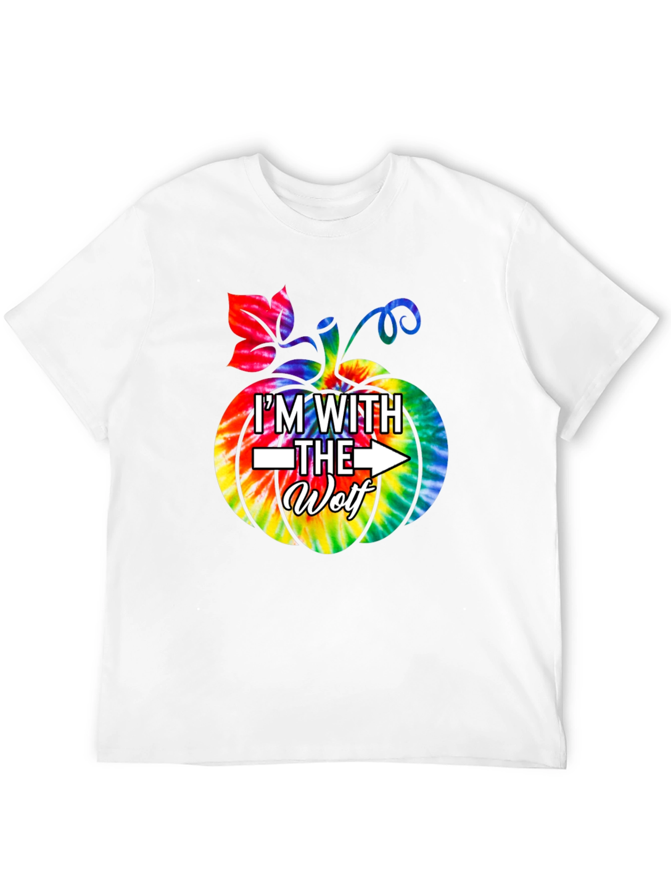 Im With the Wolf Tie Dye Pumpkin Halloween T-Shirt