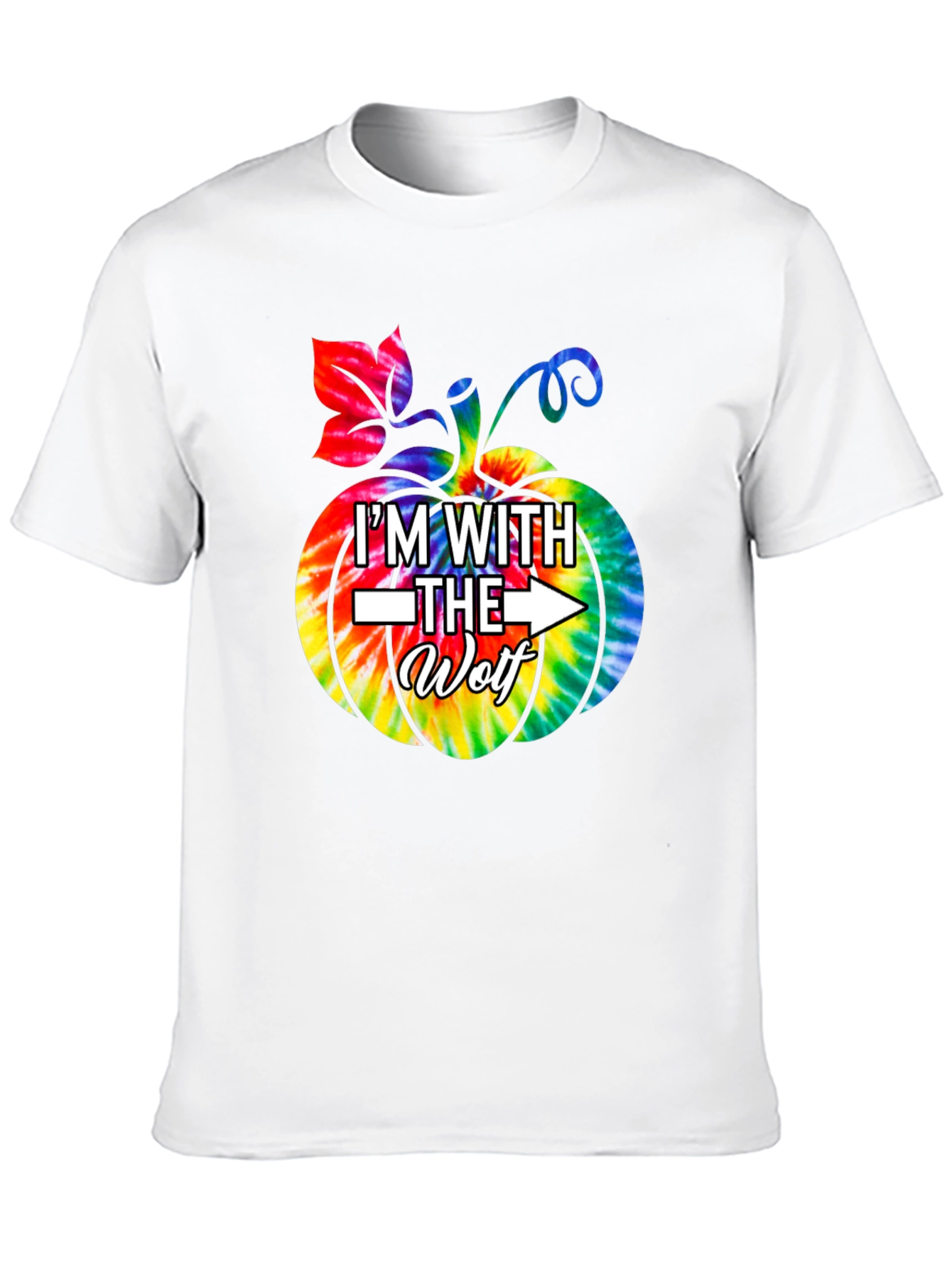 Im With the Wolf Tie Dye Pumpkin Halloween T-Shirt