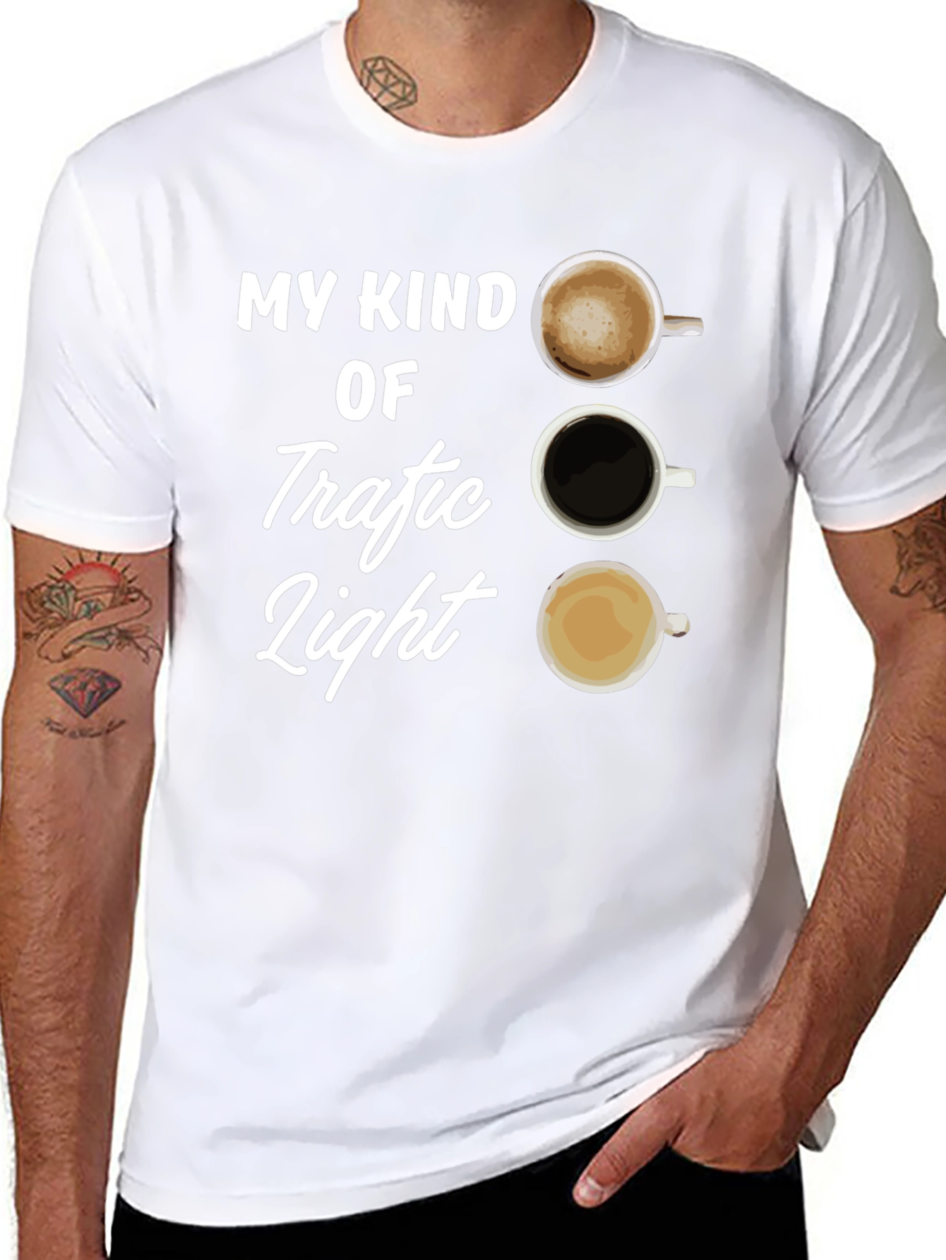 Coffee Traffic Light T-Shirt - Black