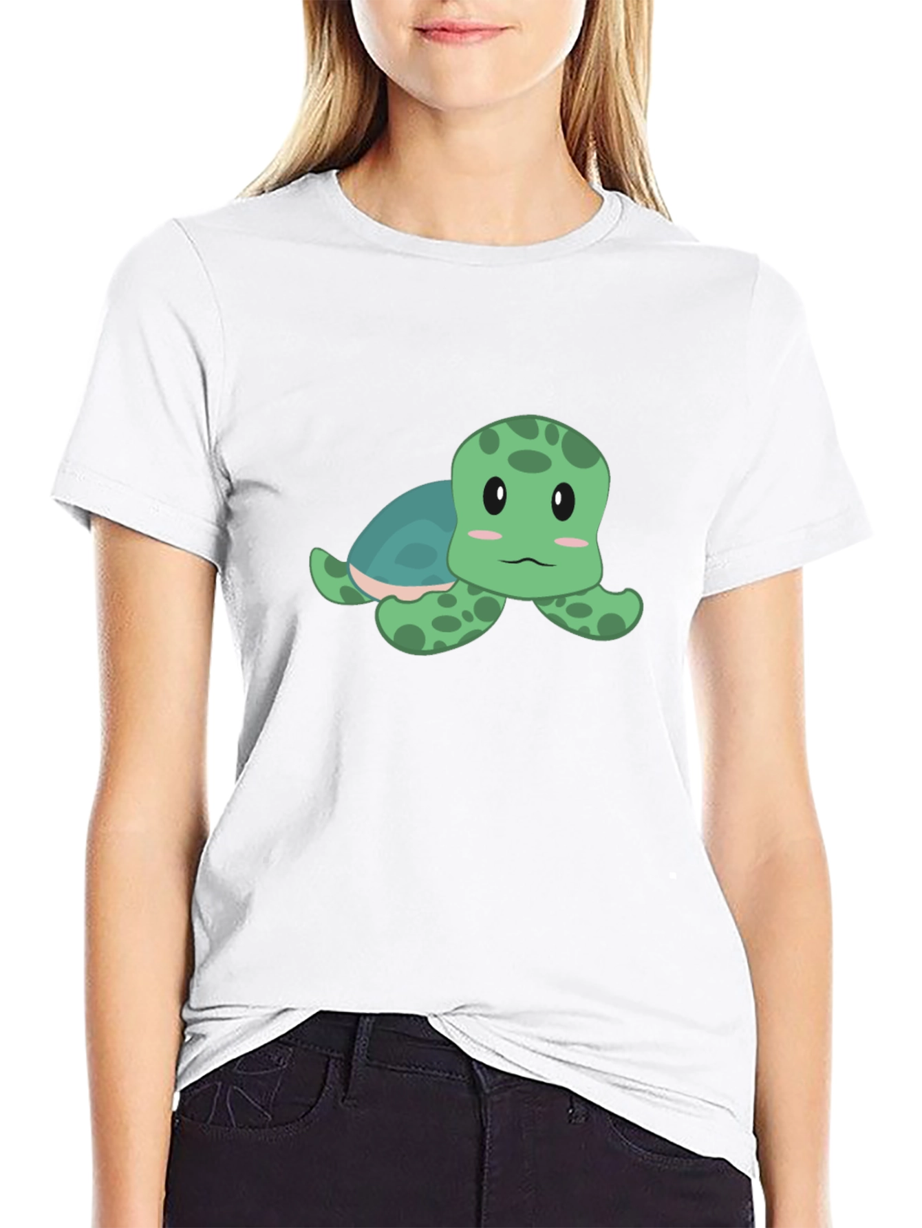 Cute Turtle Graphic T-Shirt - Black Cotton Tee
