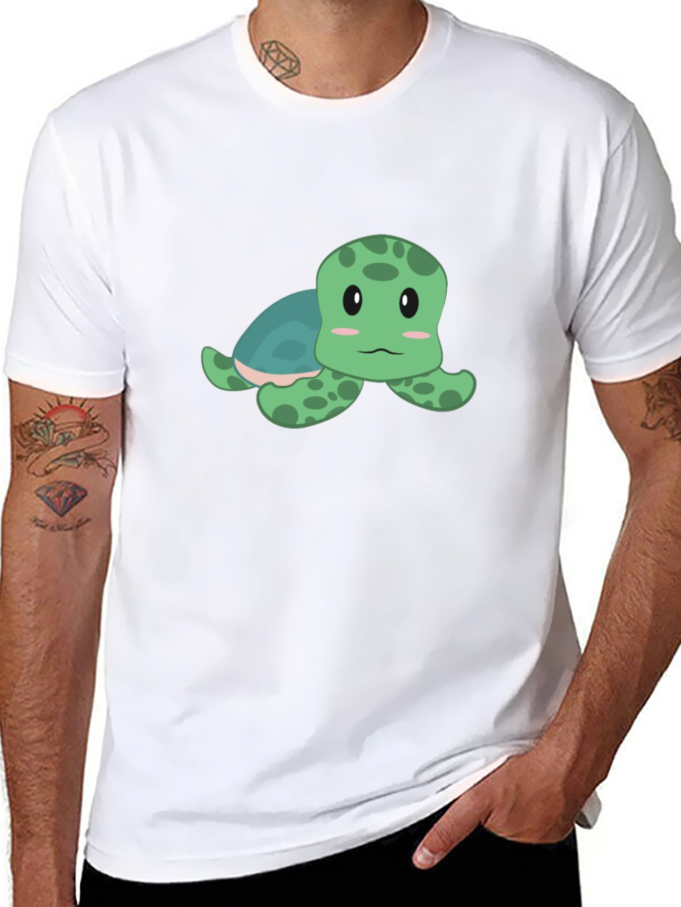 Cute Turtle Graphic T-Shirt - Black Cotton Tee