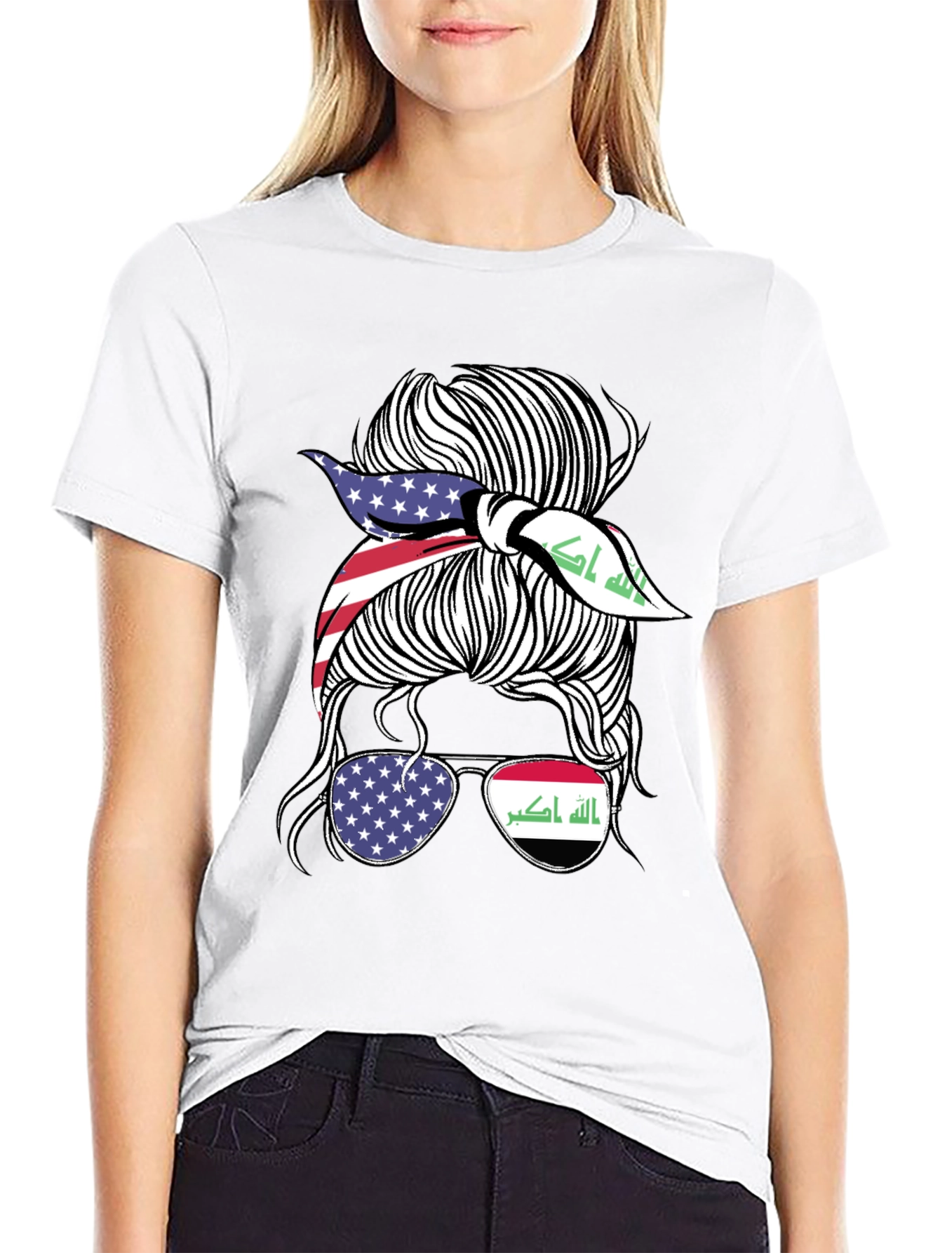 USA & Iraq Messy Bun T-Shirt